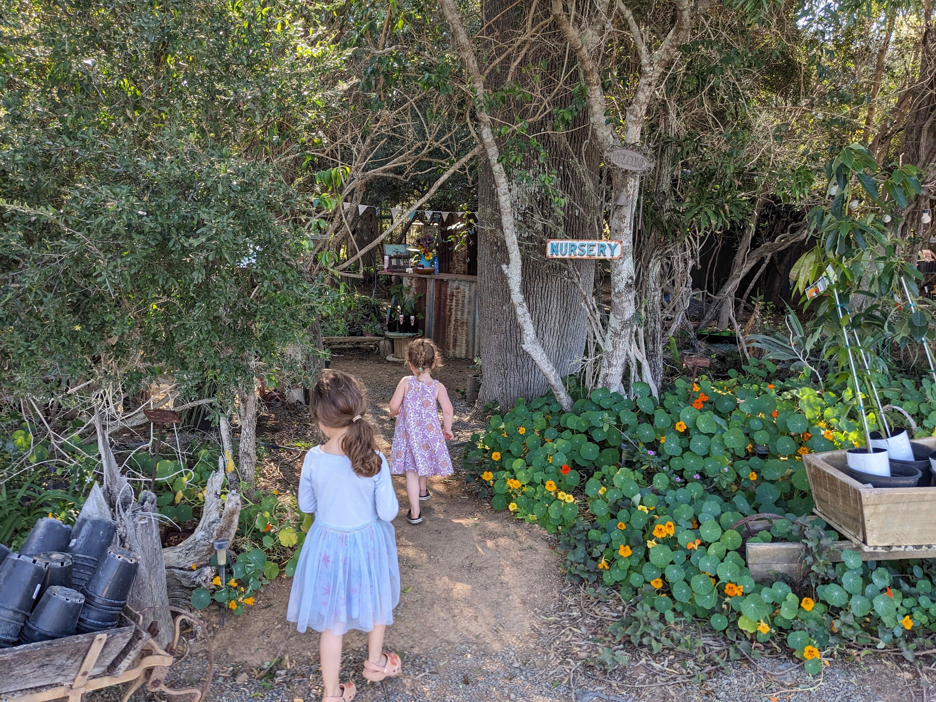 Exploring the nursery/ fairy garden! 🧚‍♀️