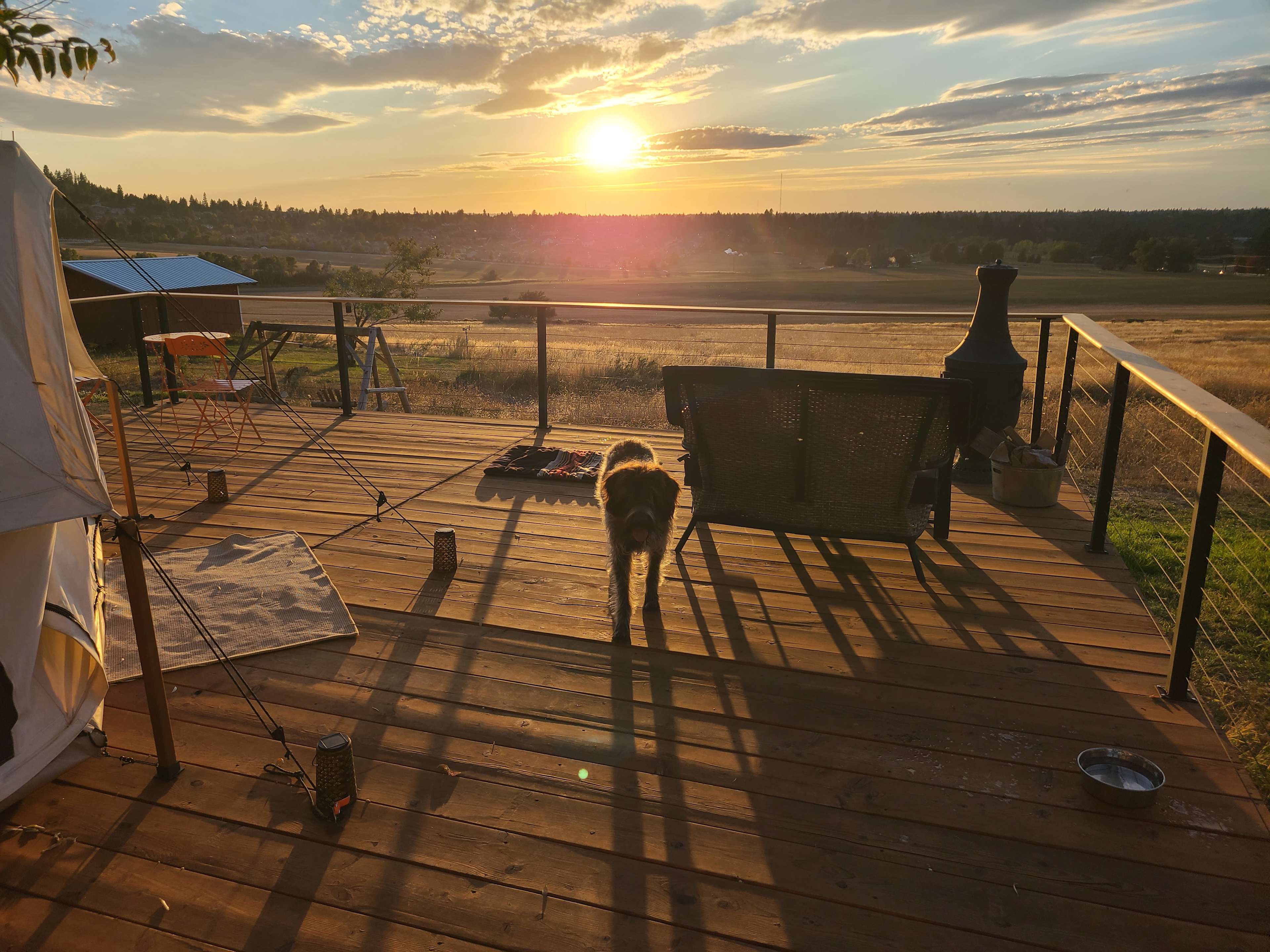 Deck sunset valley view