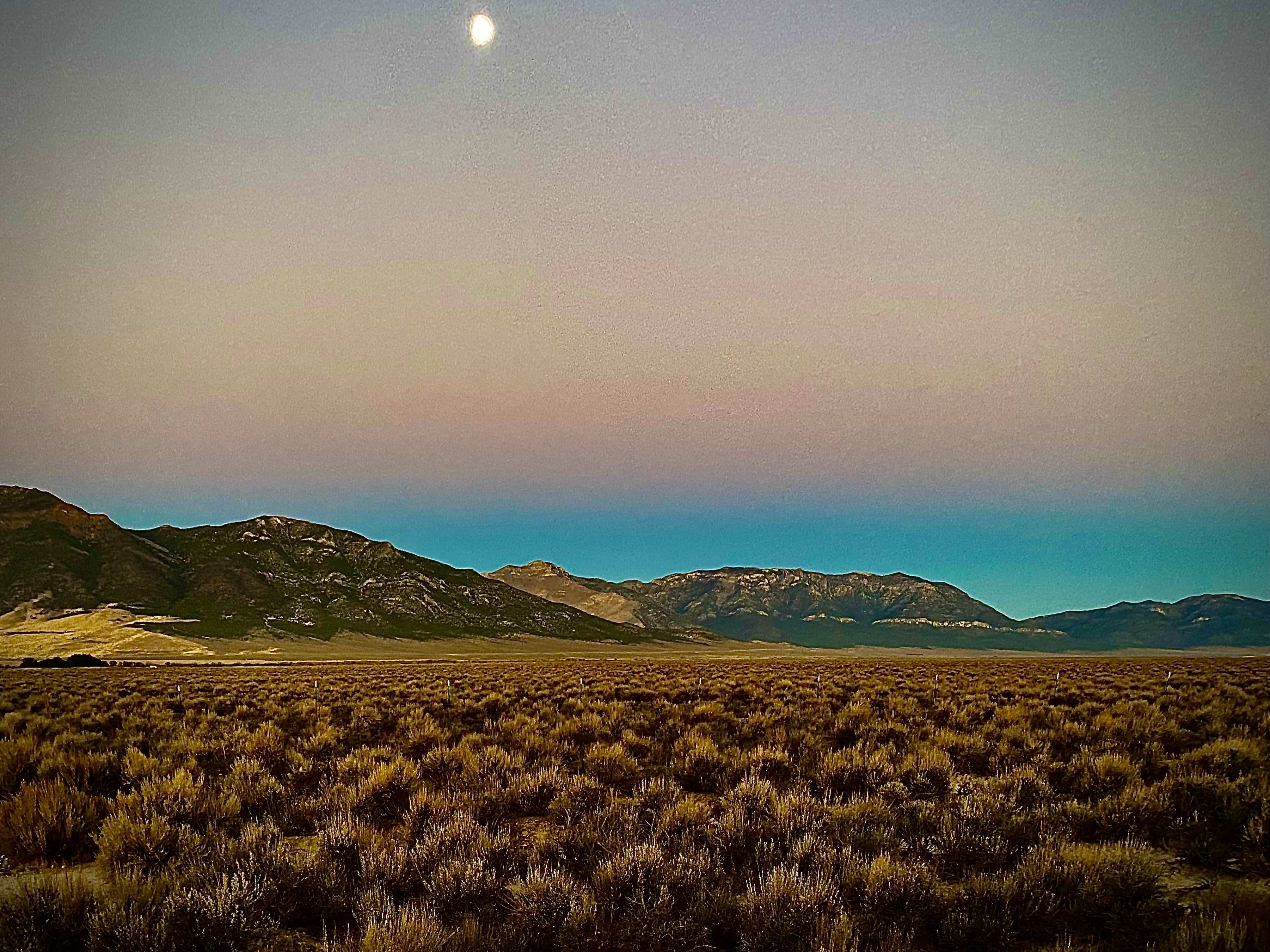 Moon over the desert from our tent