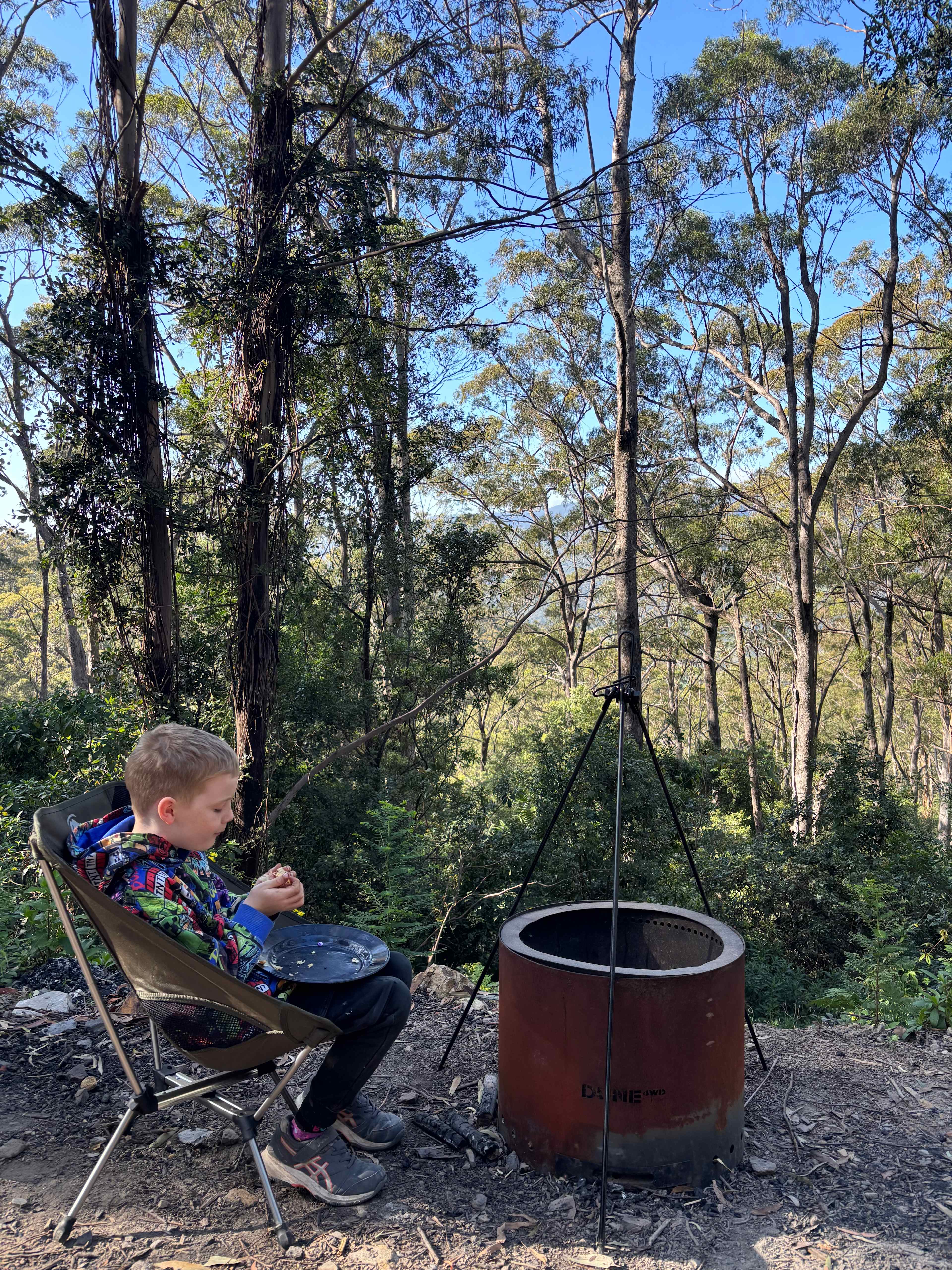 Campfire with a view! (And a steep ledge- maybe not the site for you if you have very little kids with you)