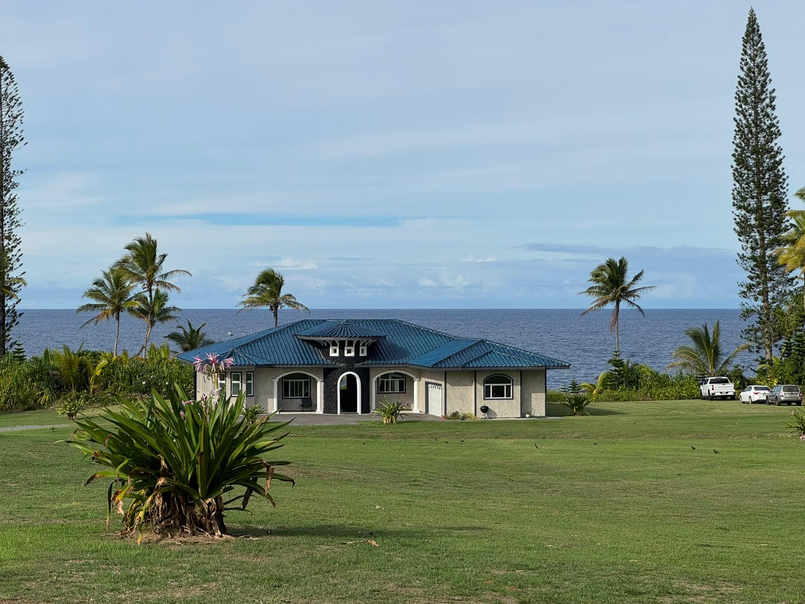 Pool is behind the house