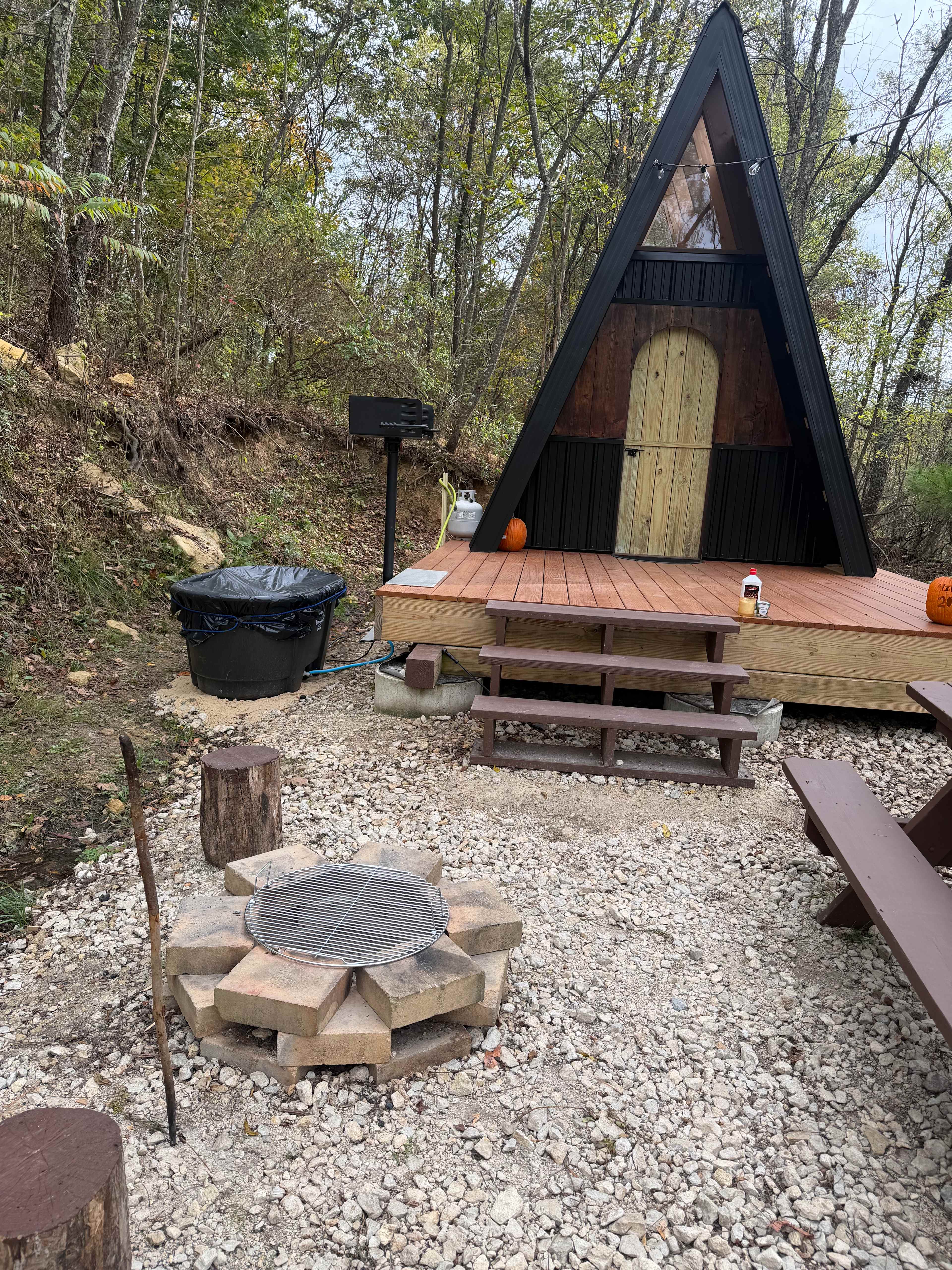A-frame rustic cabin