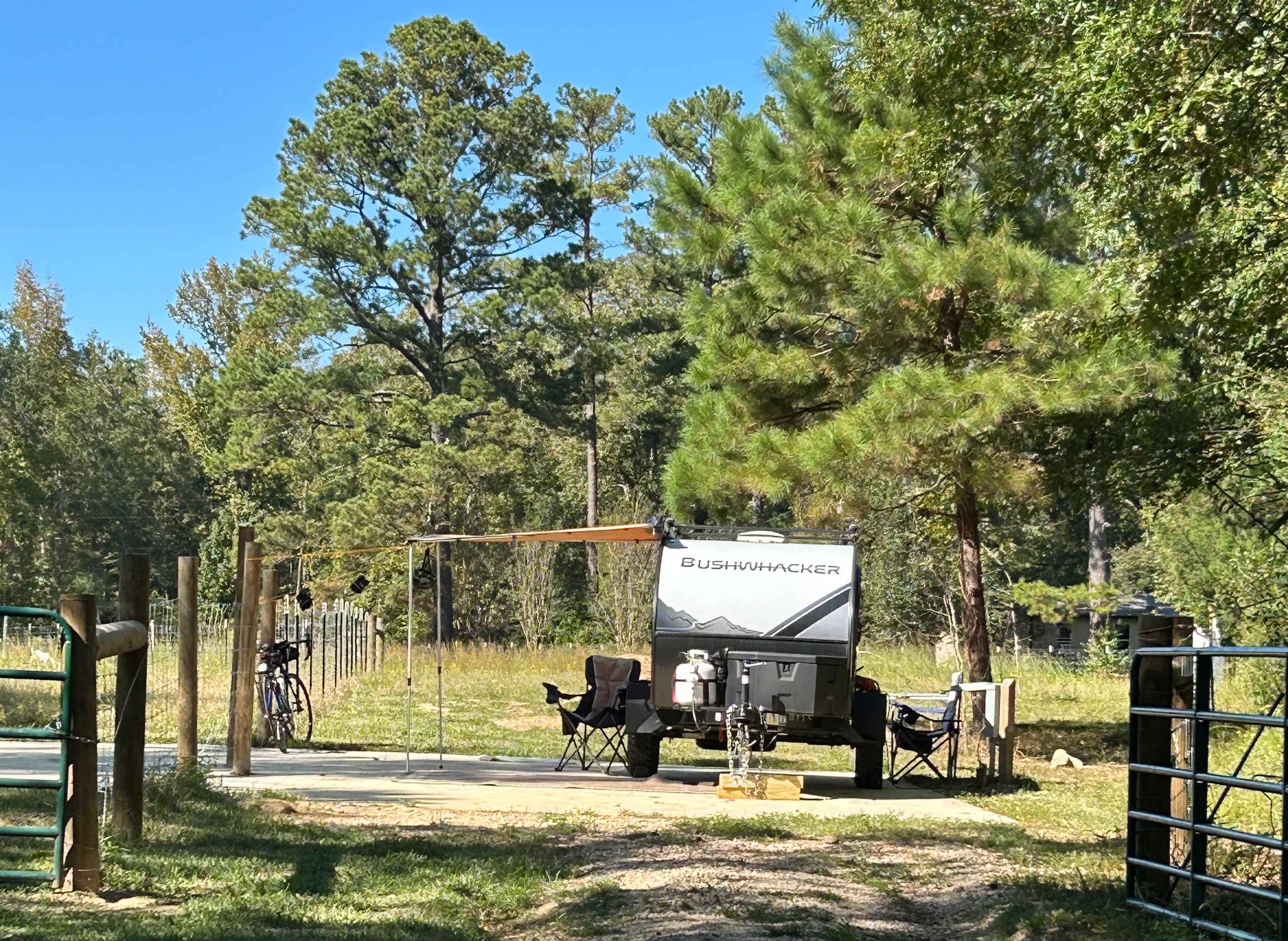 View of the campsite & our teardrop