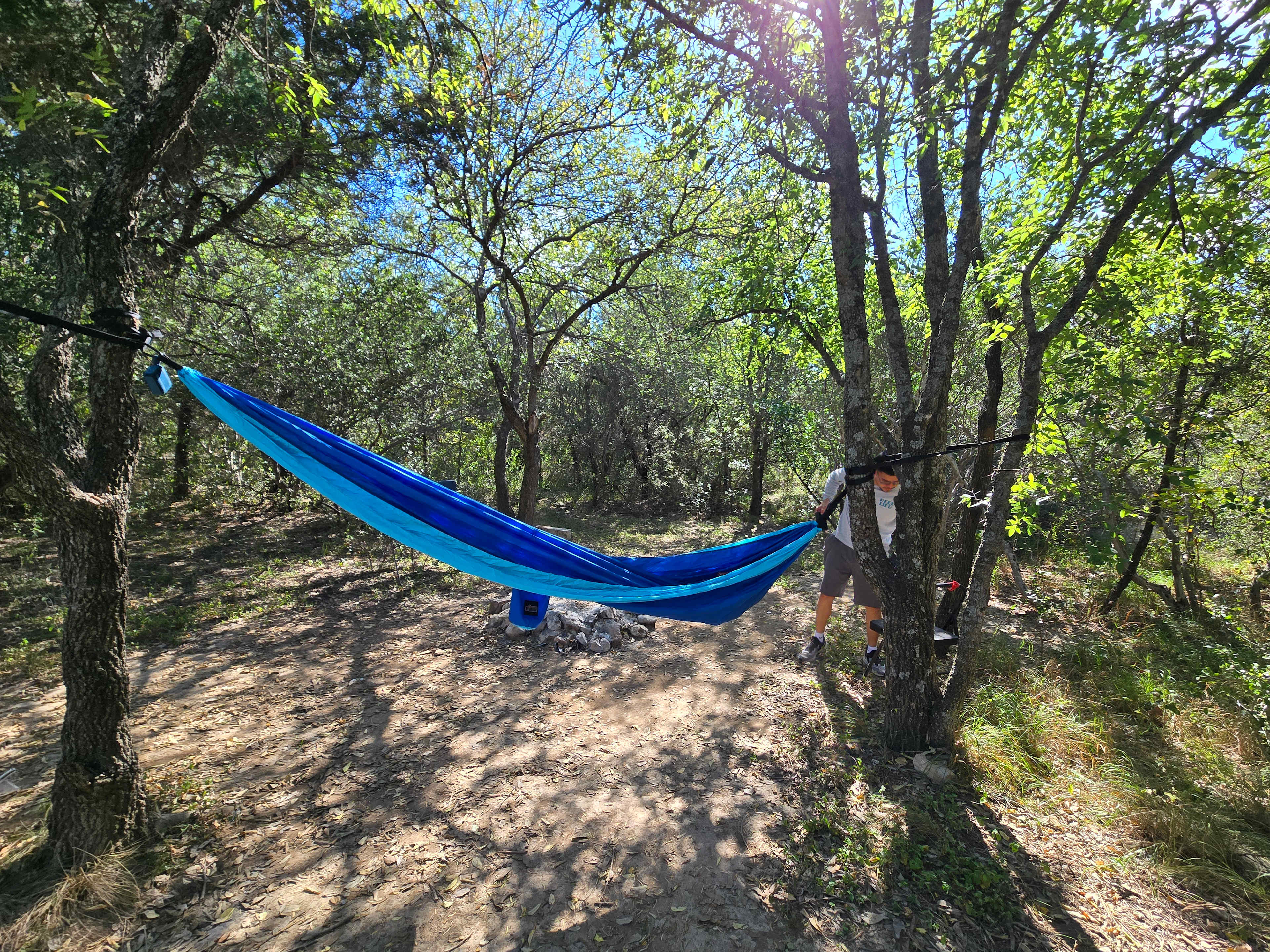 Perfect place to hang your own hammock and relax under the trees — so peaceful and shaded during the day!