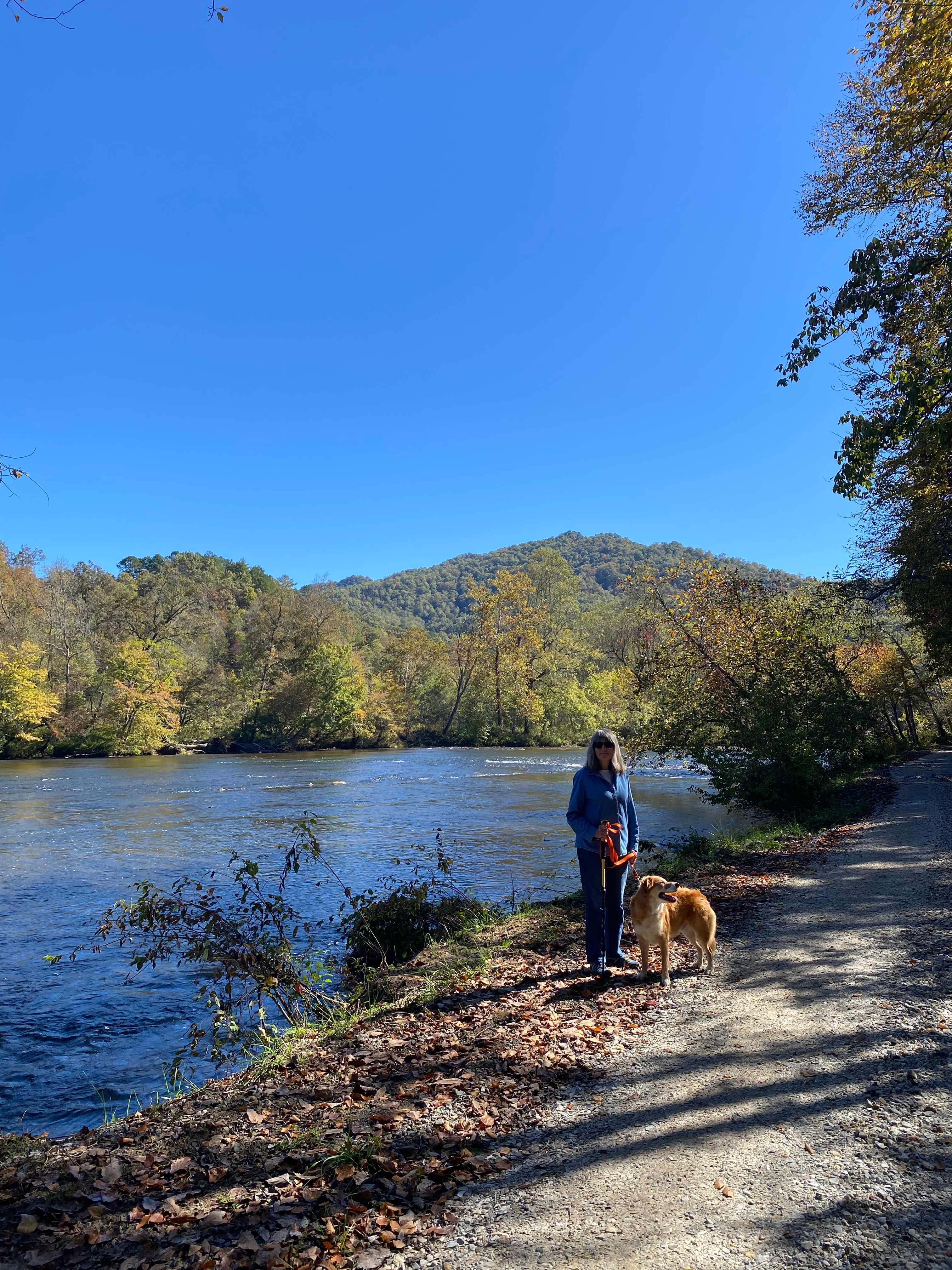 Hiking along the Little Tennessee River.
