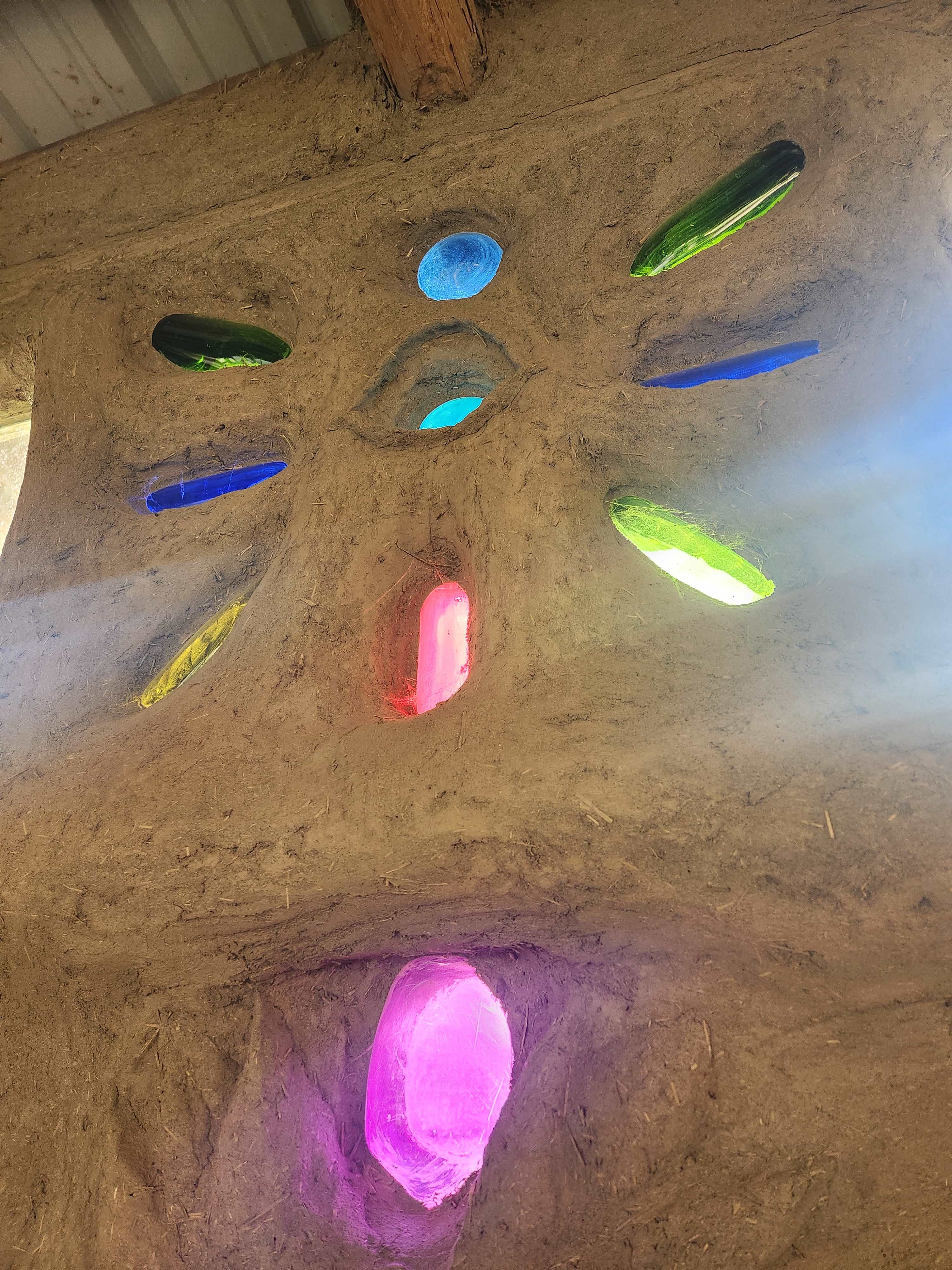 Magical repurposed glass in the bathouse