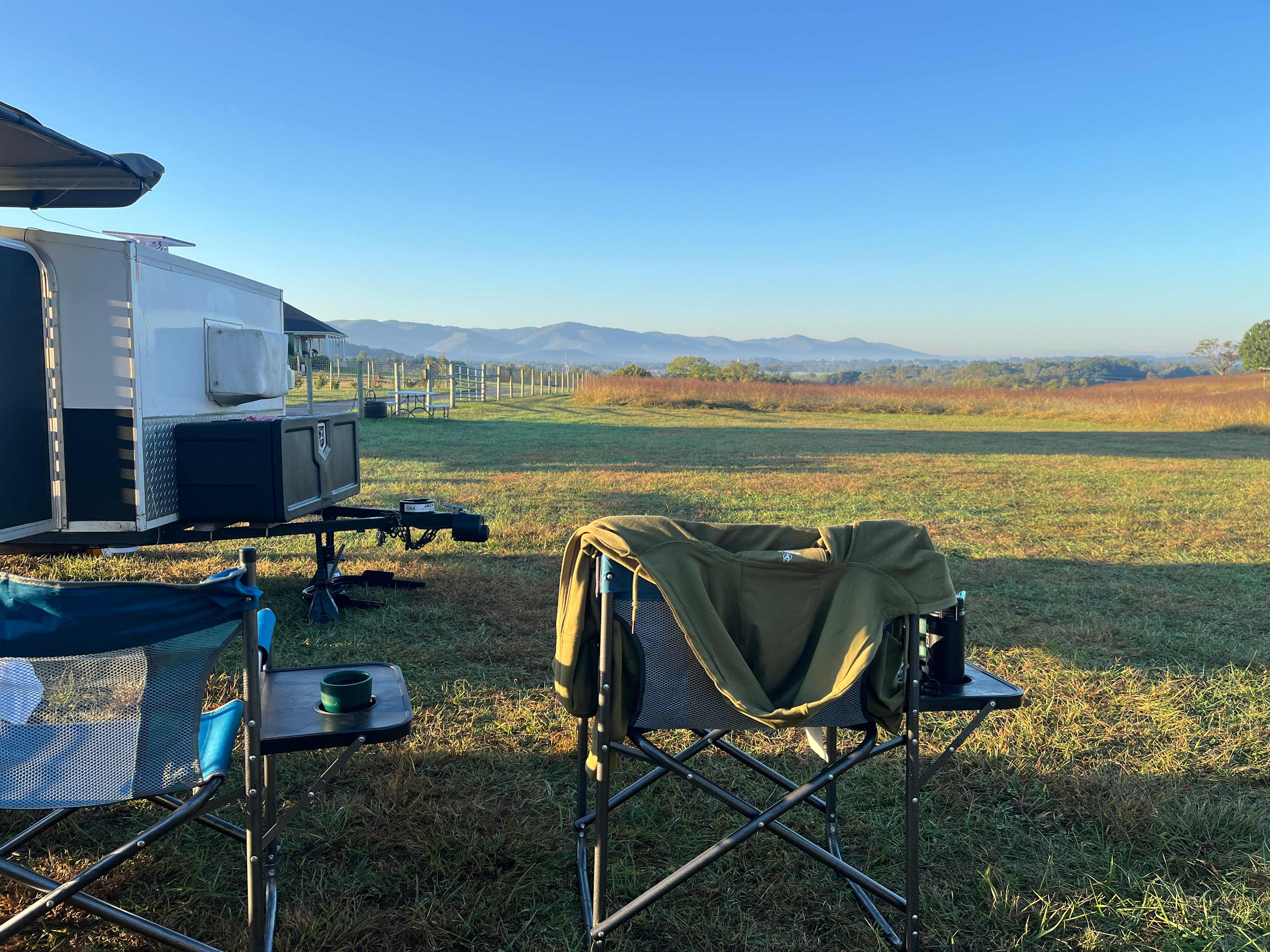 Looking across empty Site 1 to the mountains. 