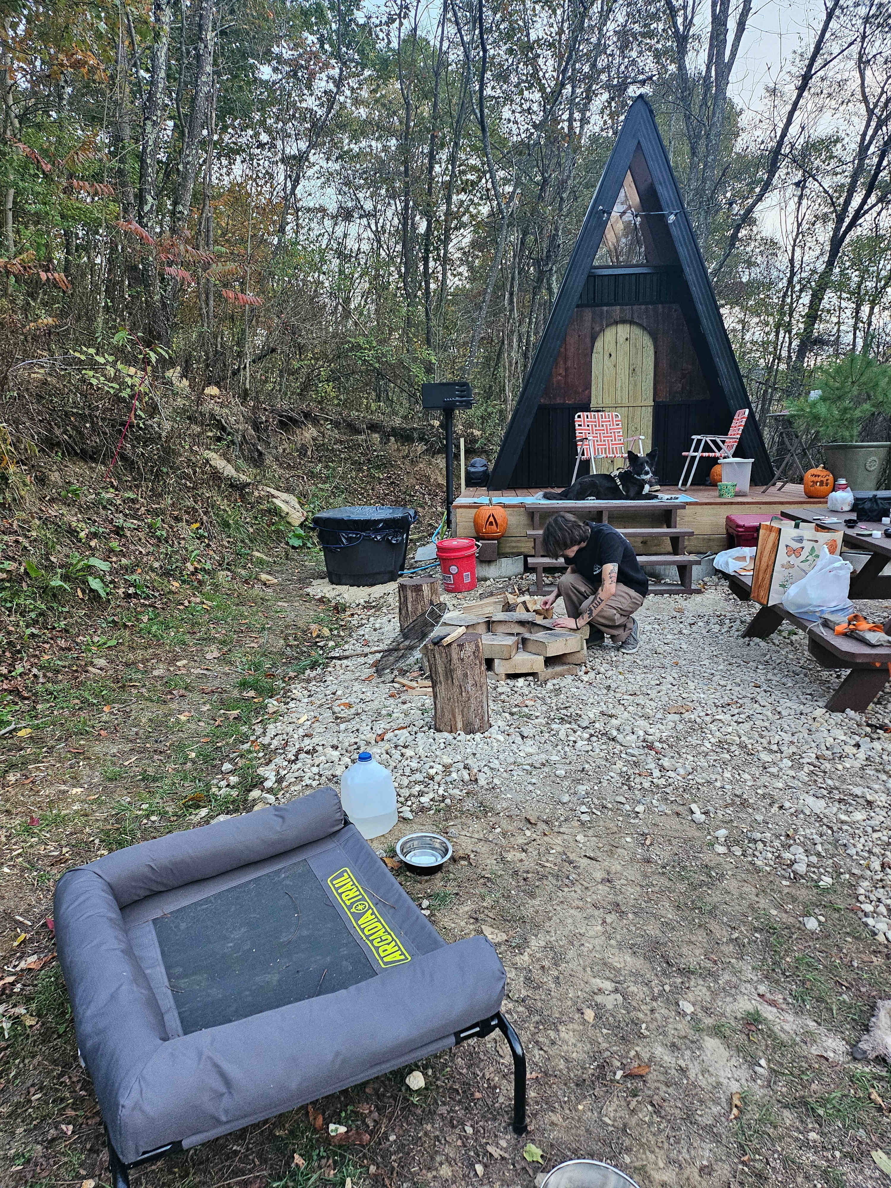 A-frame rustic cabin