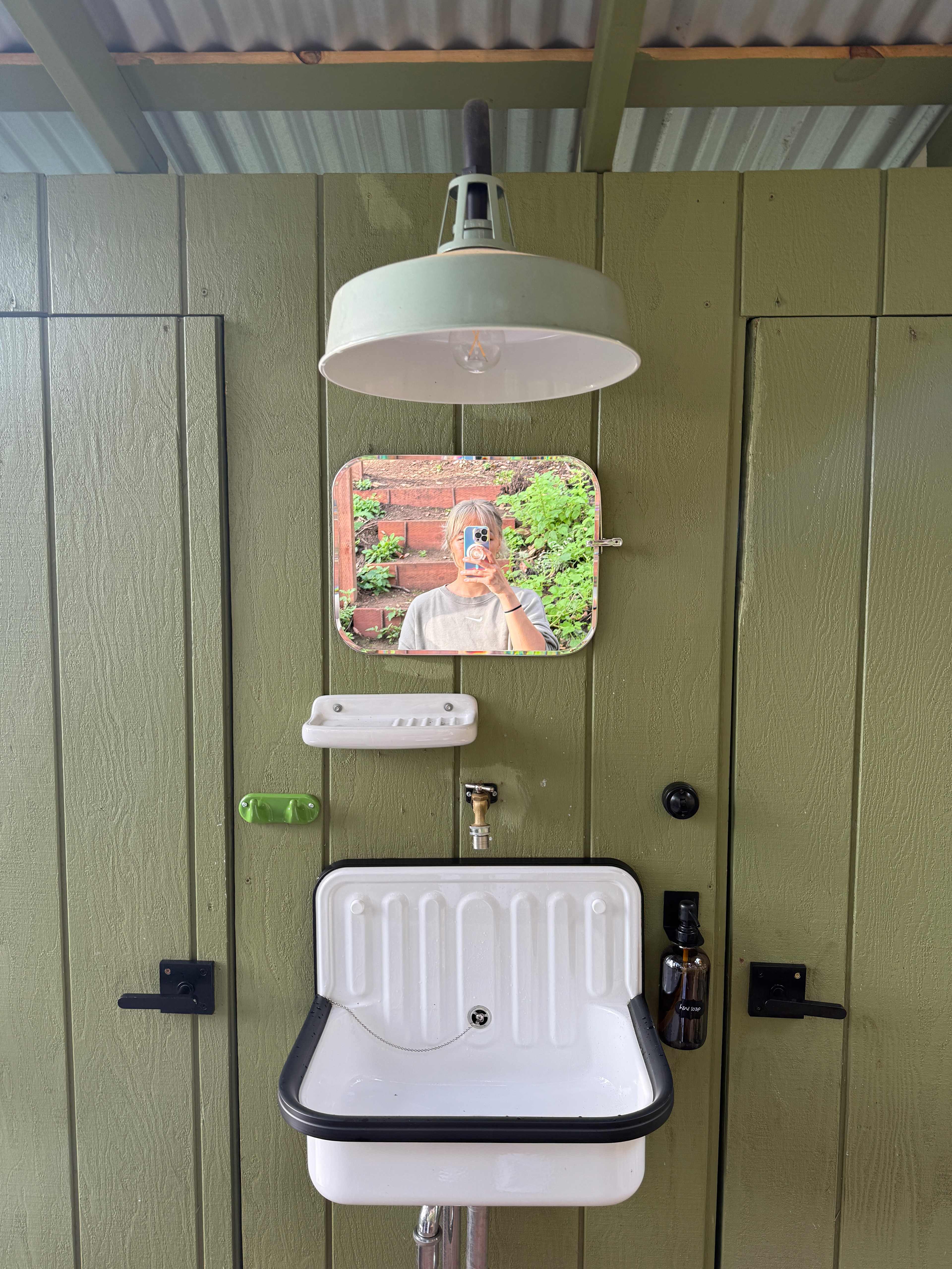 the bathroom and shower area