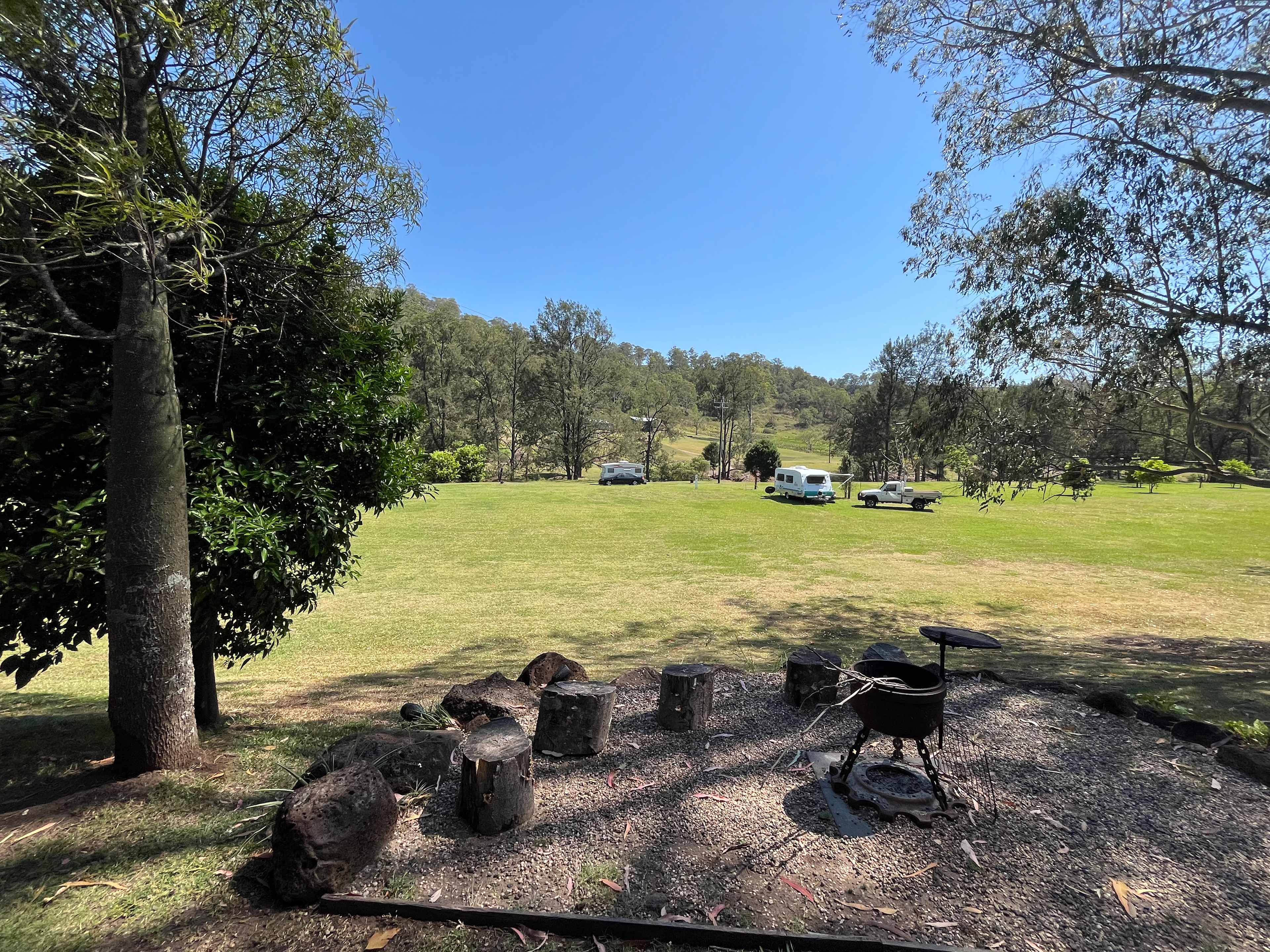 Camp kitchen set up a little higher overlooking other sites. 
