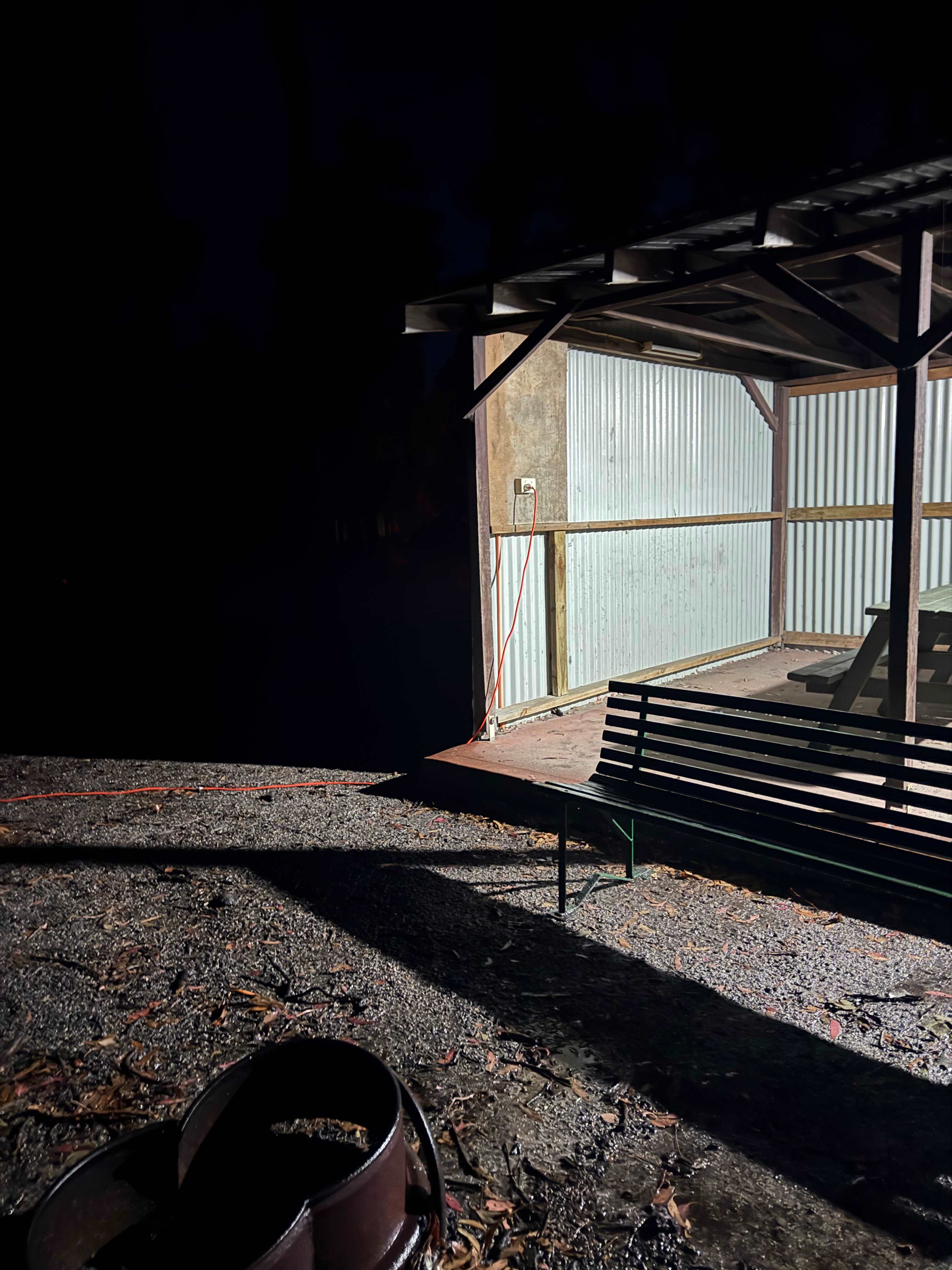 Extra powered shelters with tables and lights 