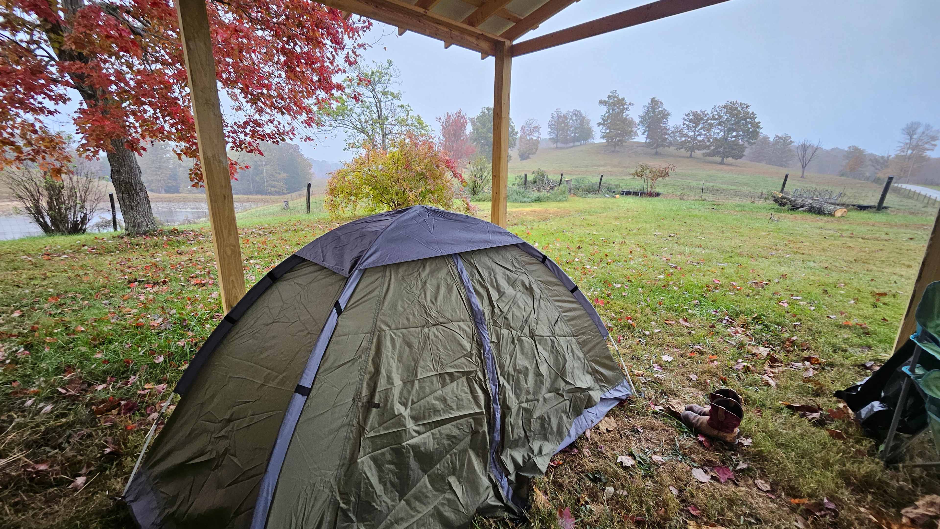 Cozy set-up under hay shelter