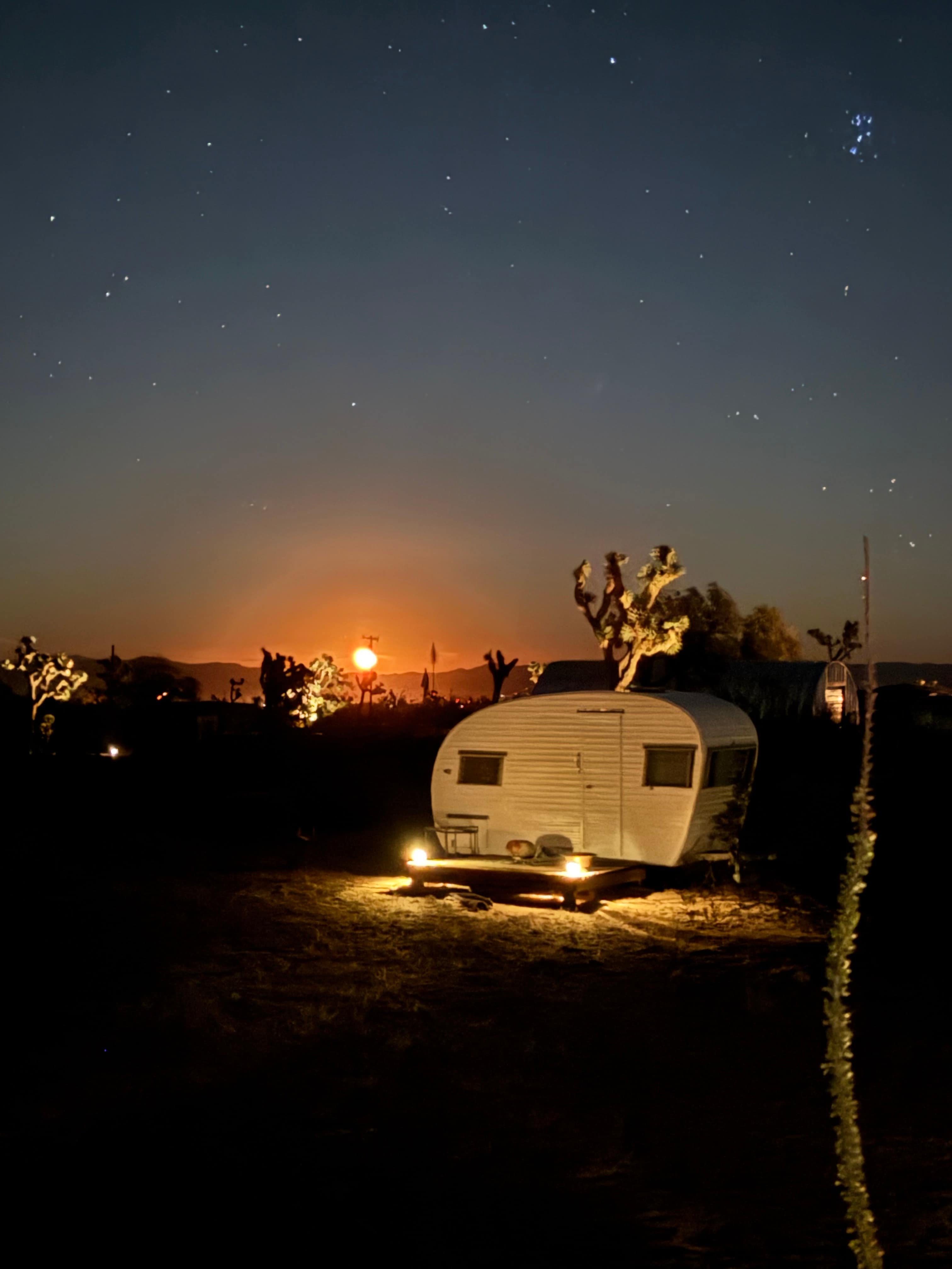 Moonrise over one of the campers 