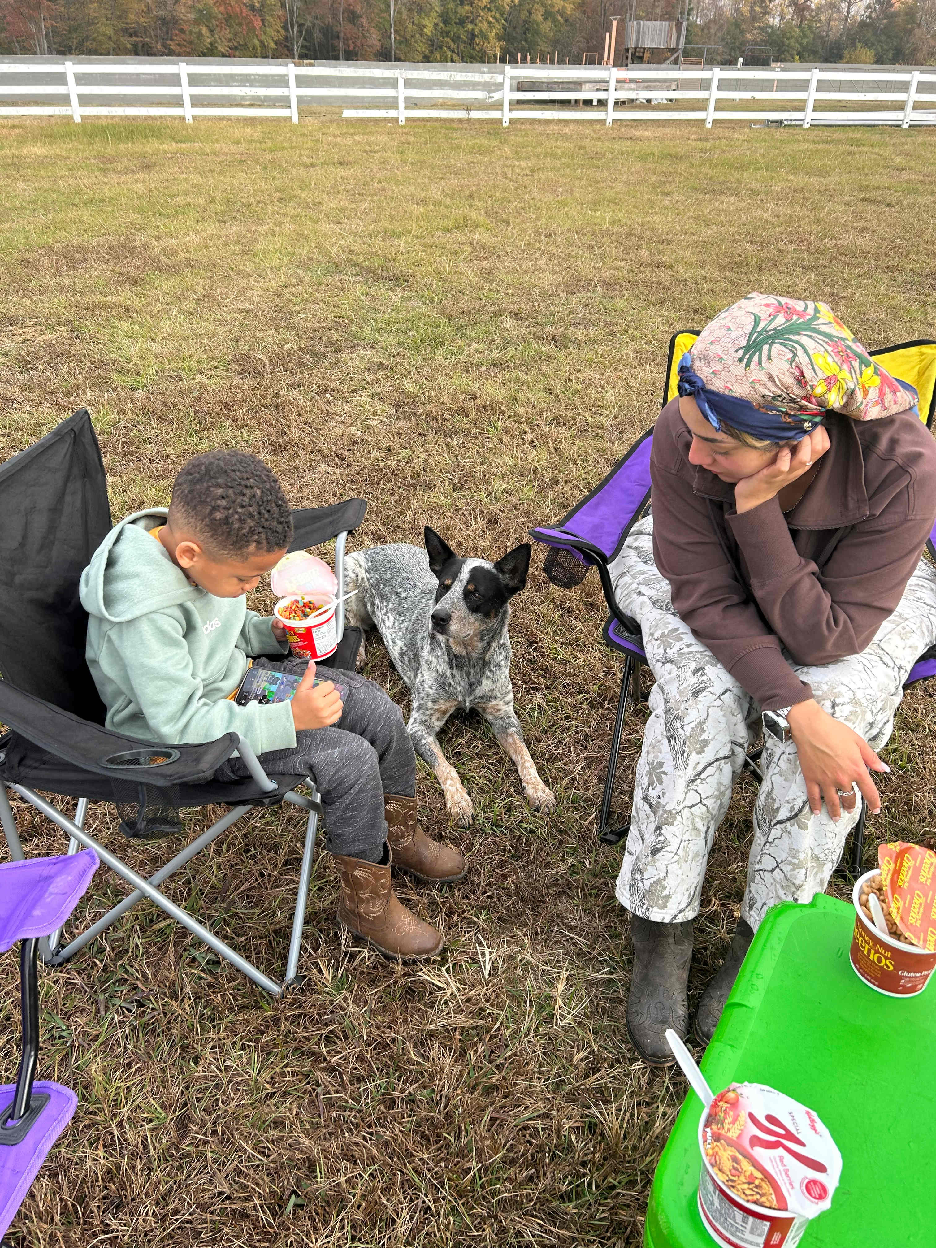 Farm dog came by and spent some time with us. 