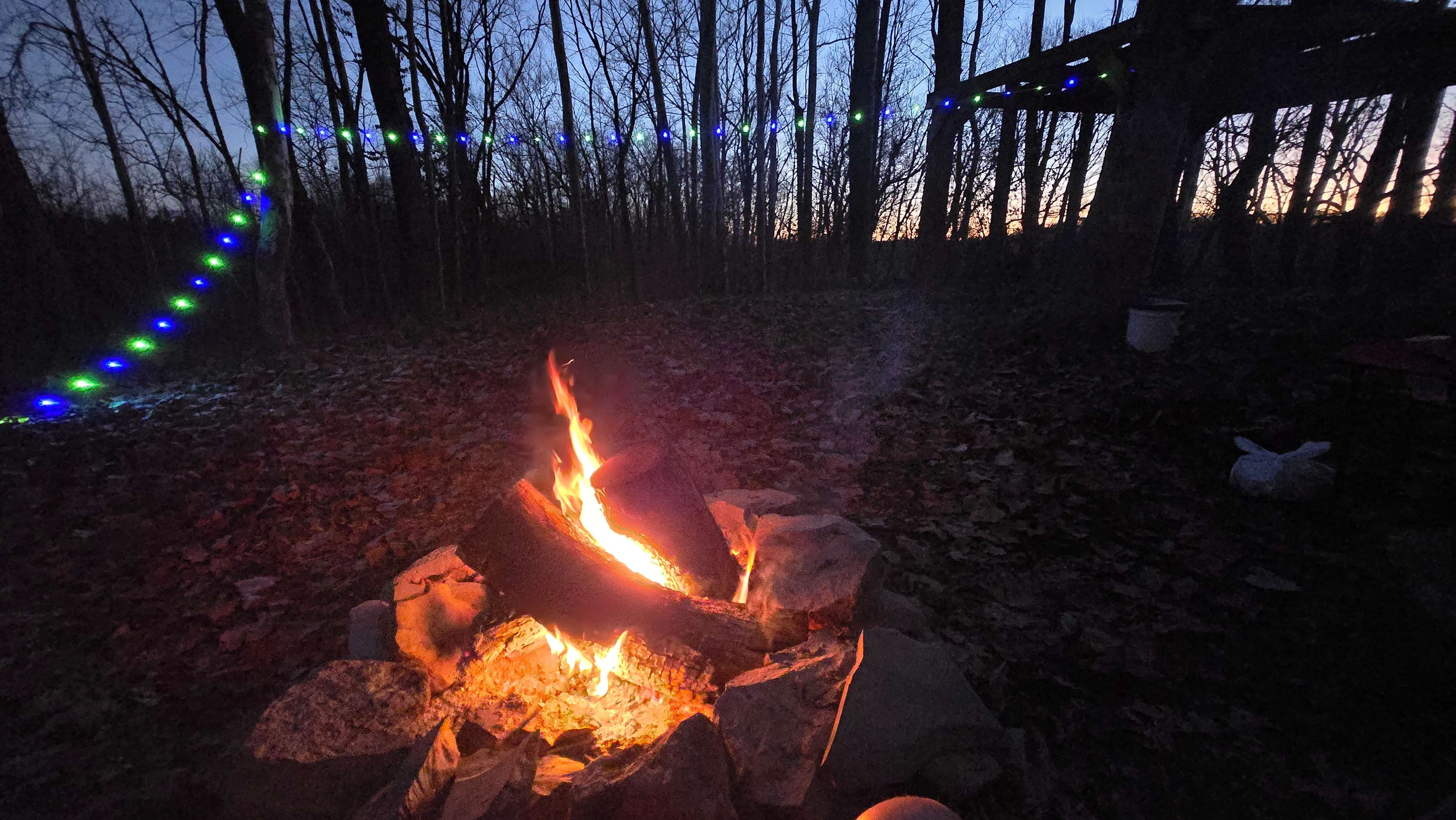 campfire at sunrise
