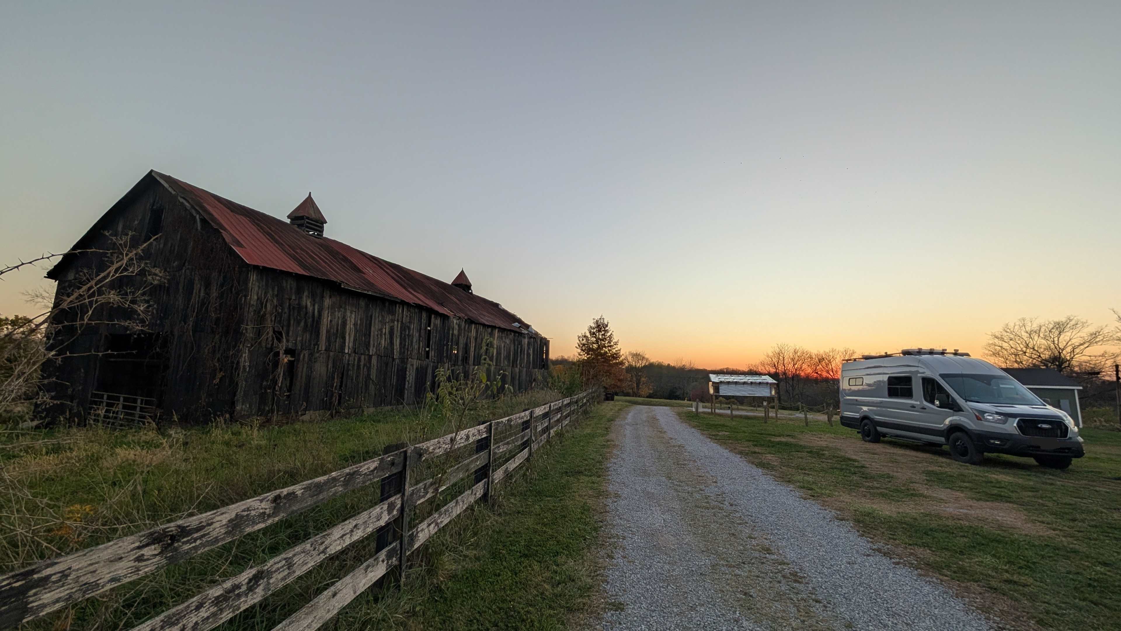 Camping Spot next to an old Tobacco Barn