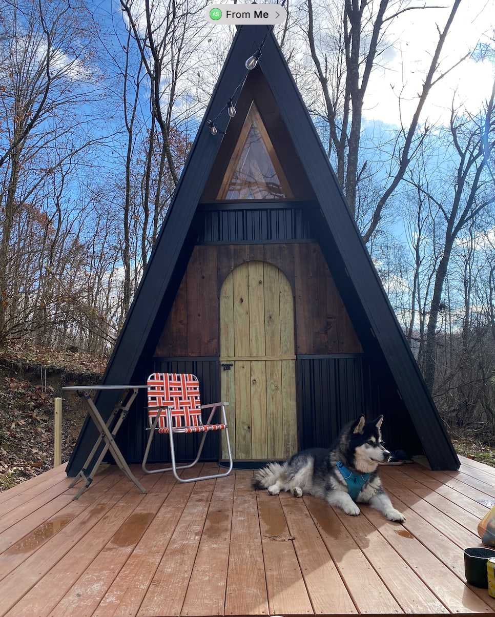 A-frame rustic cabin