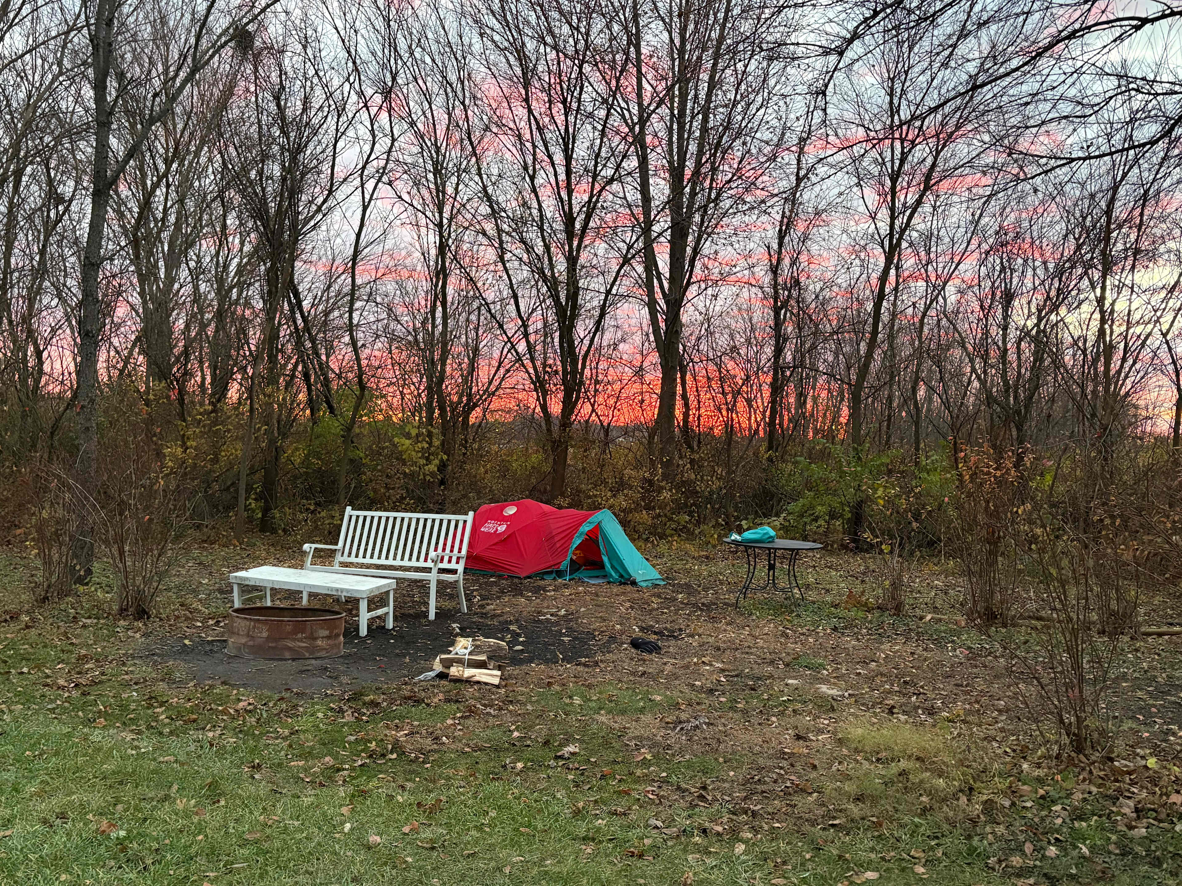 Sunset over our tent 