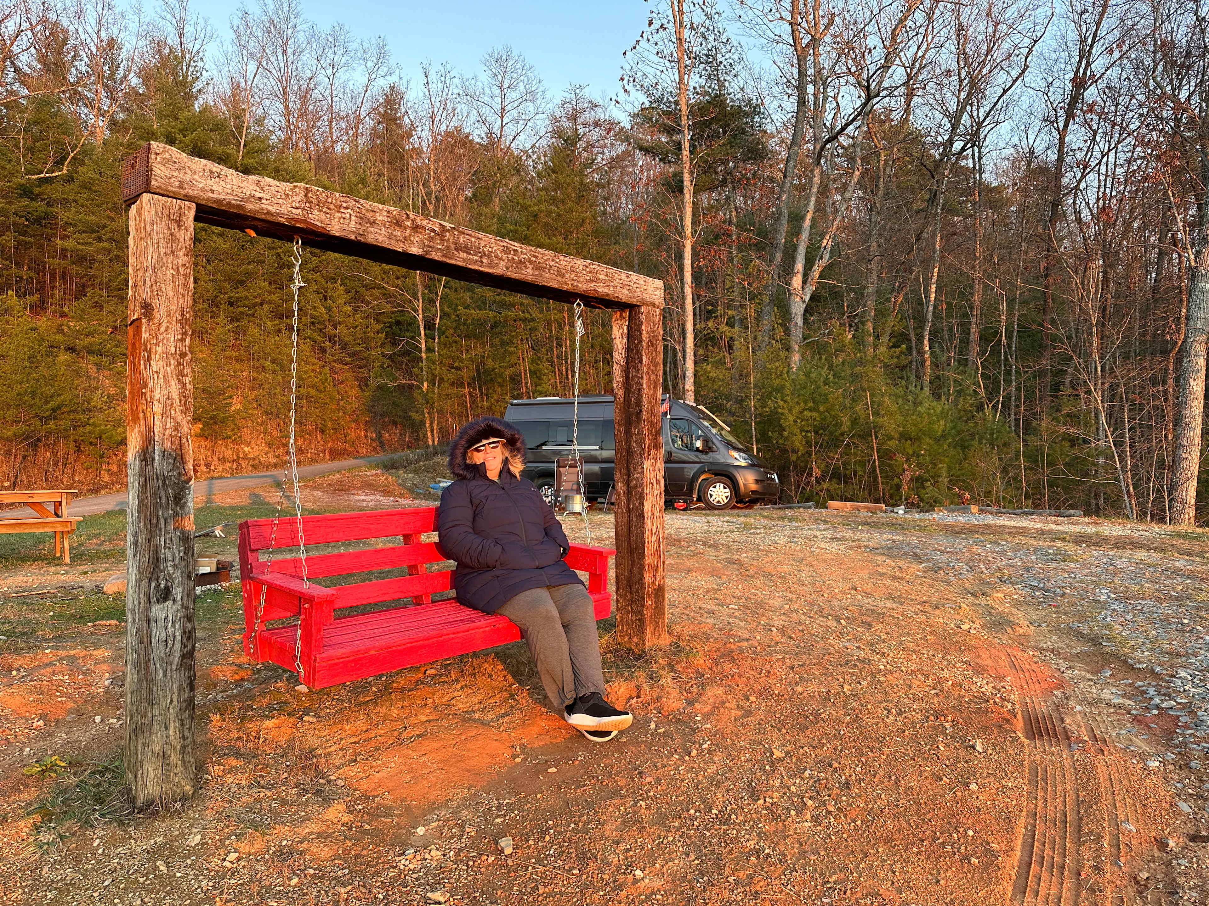 My wife waiting for me to join her on another sunset swing