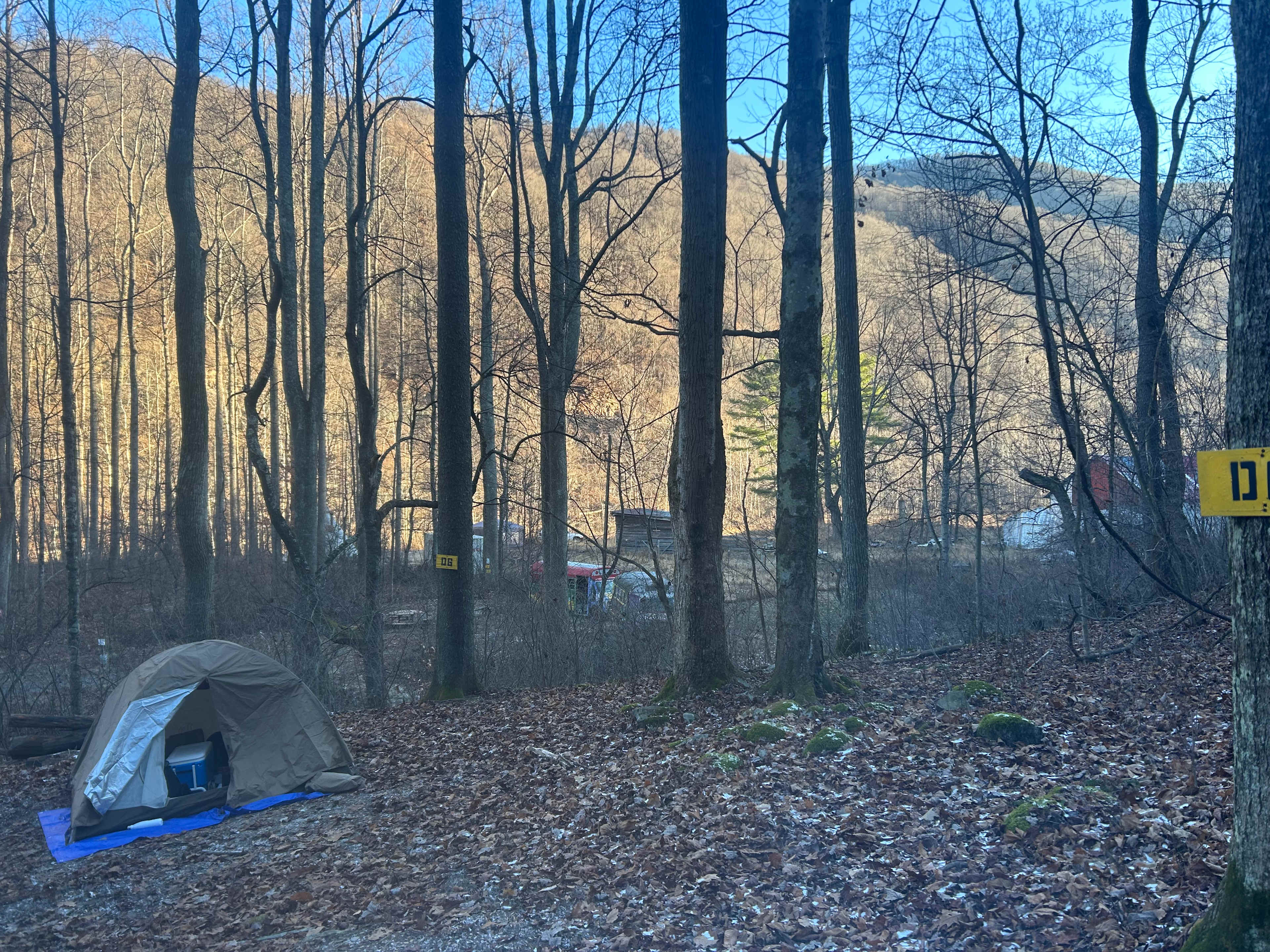 Late November camp during sun rise