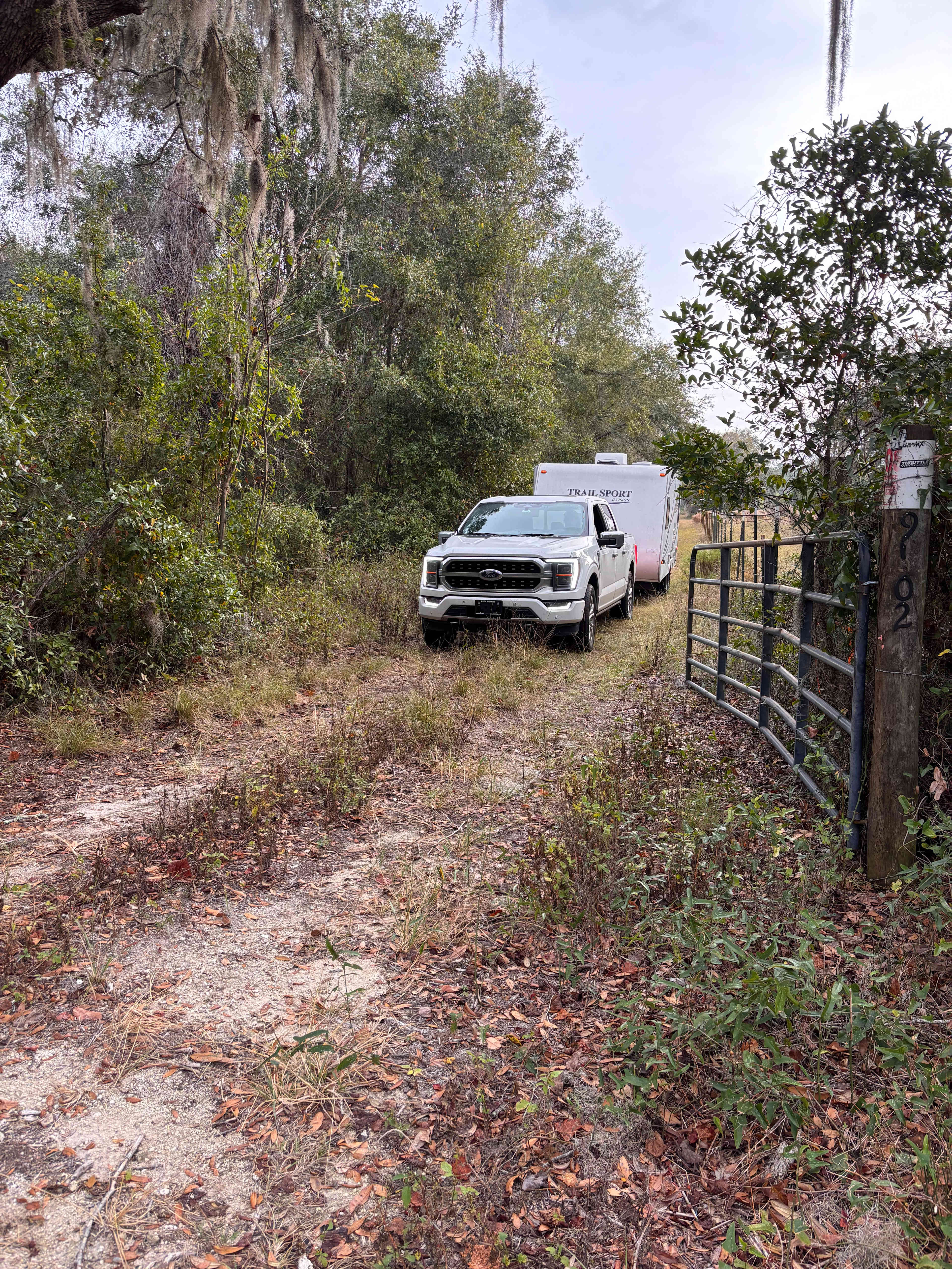 Leaving site on farm lane