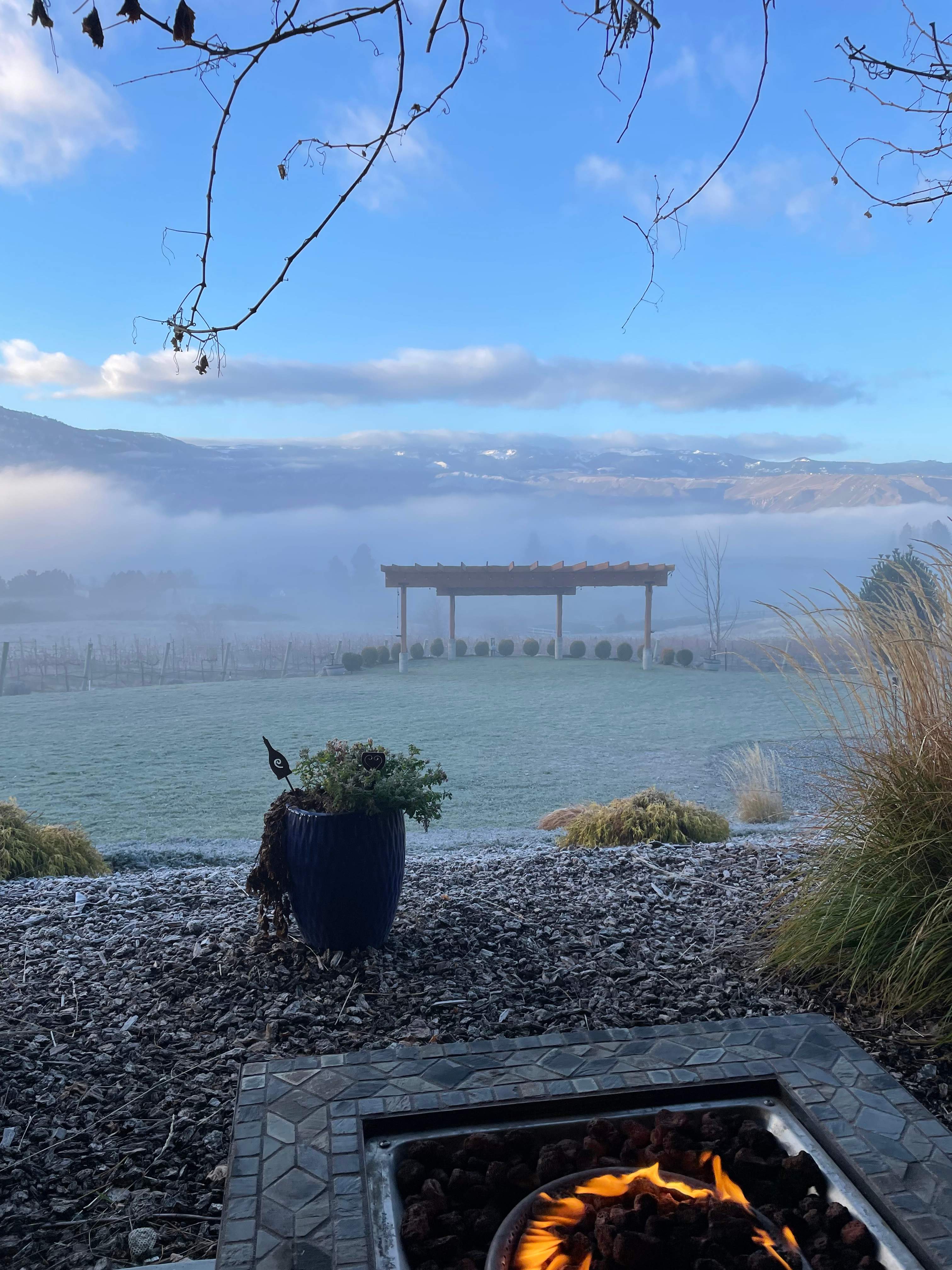 Fire pit on a frosty morning