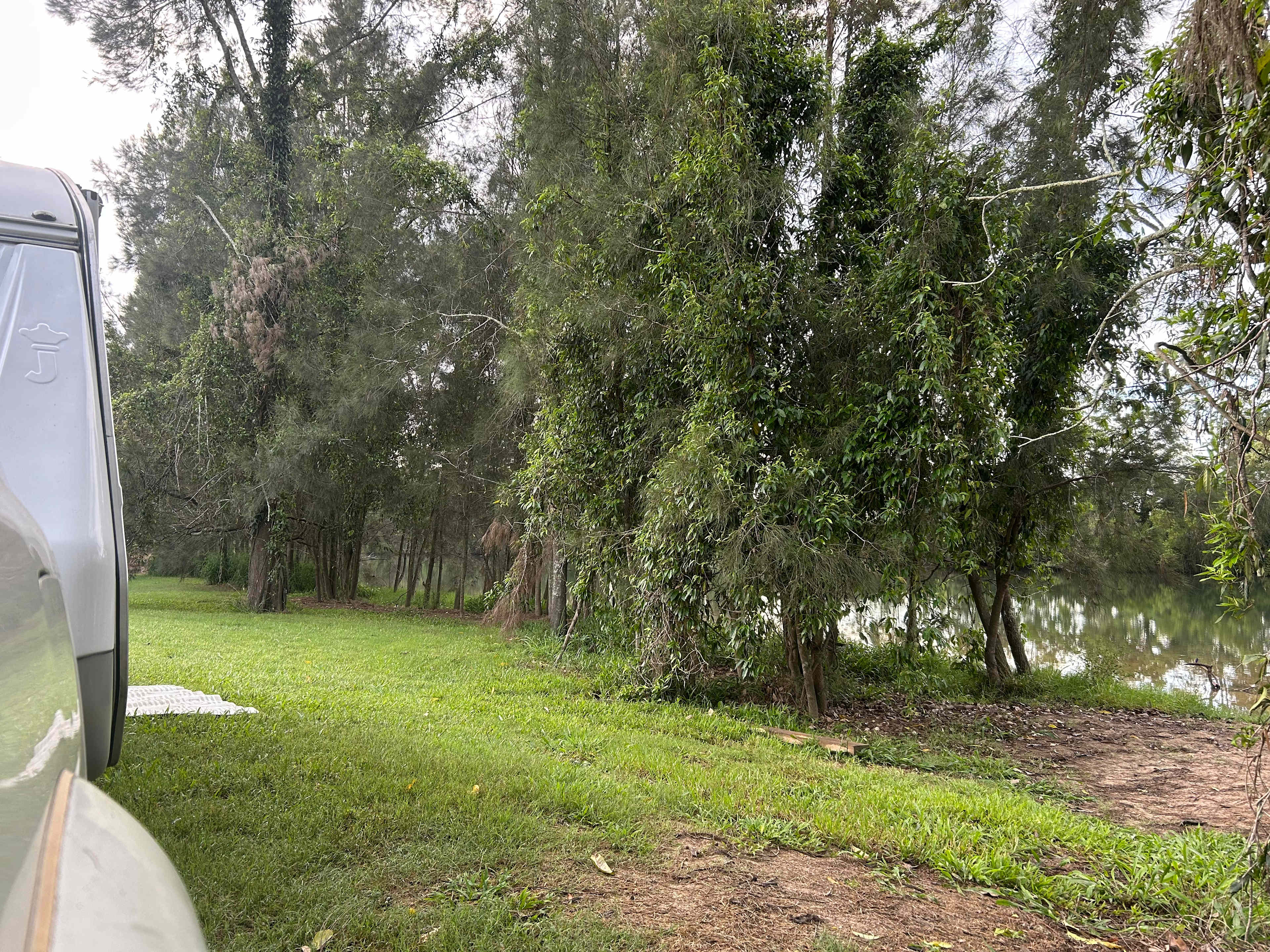 River front parking spot with sandy beach