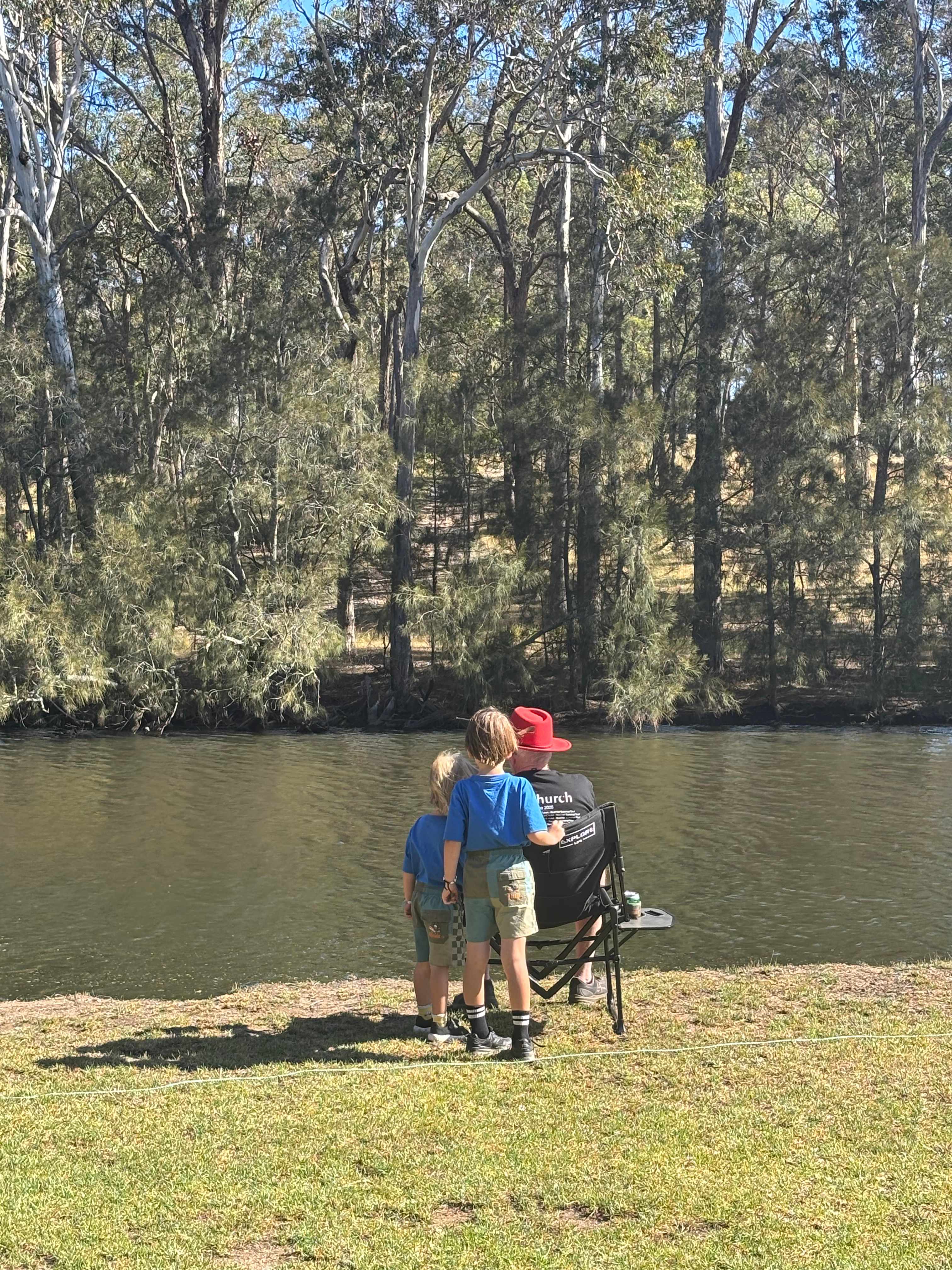 View from our caravan looking out over the river 