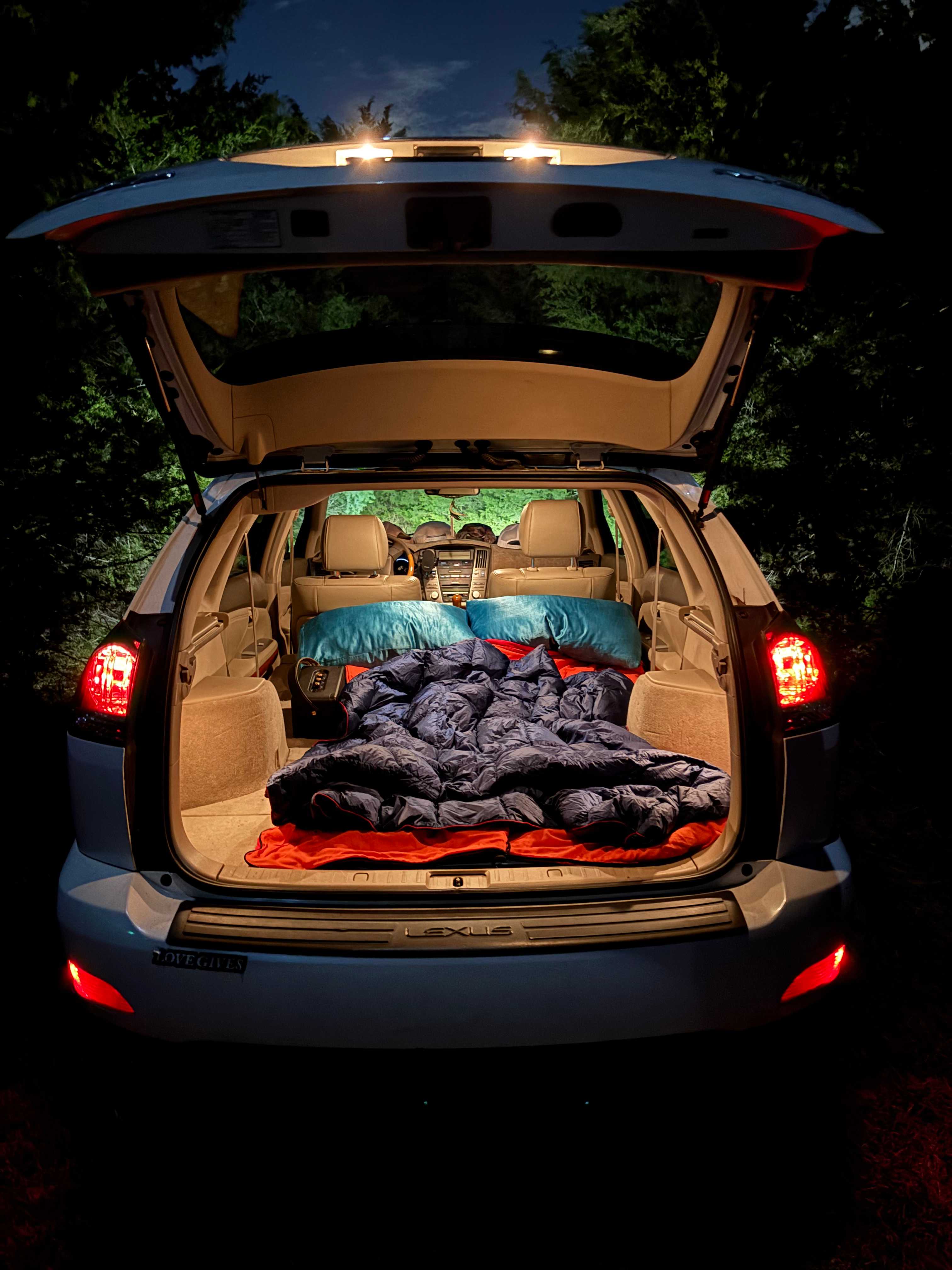 Peep the car sleep setup 👀