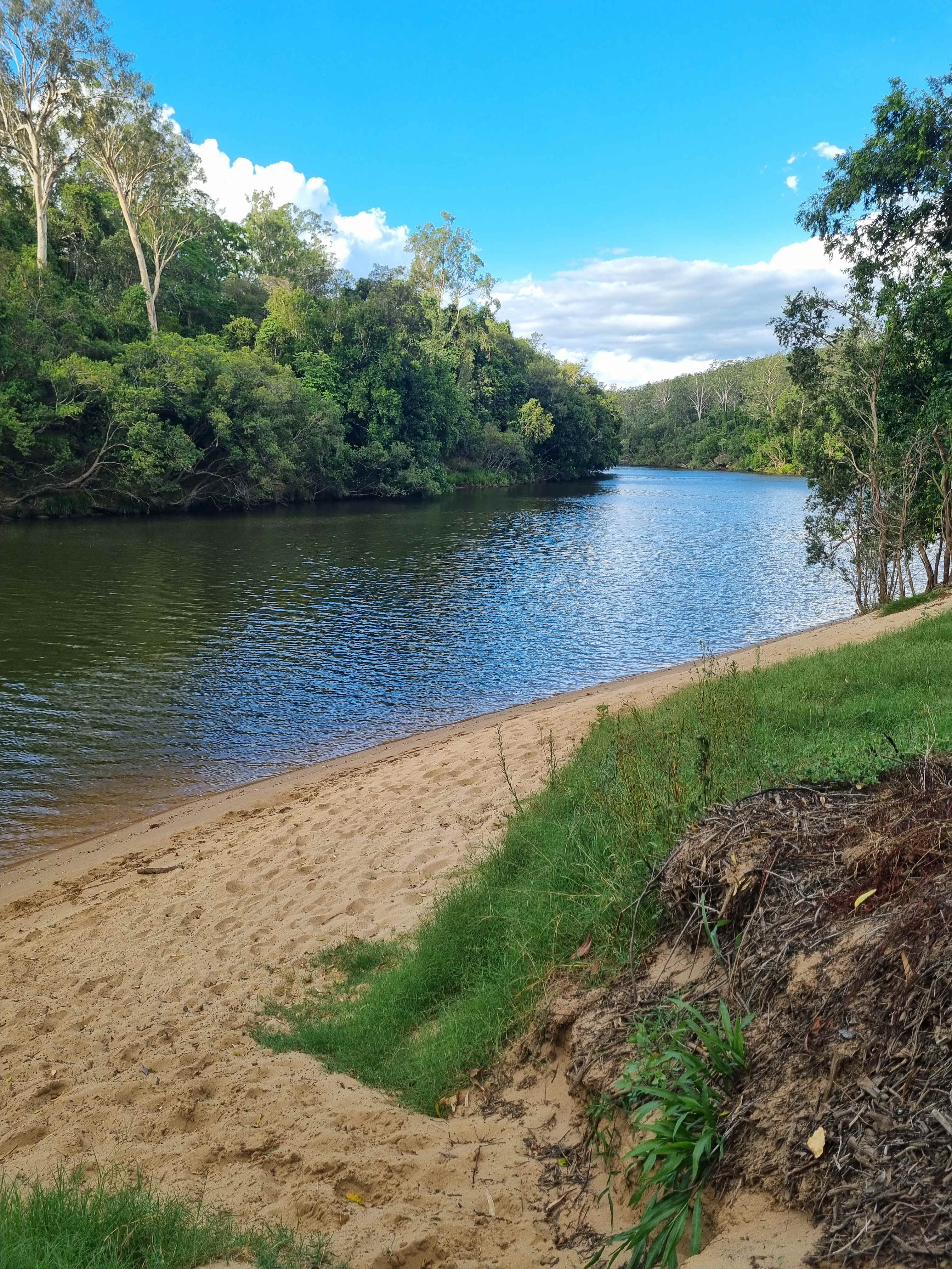 Private beach on the river