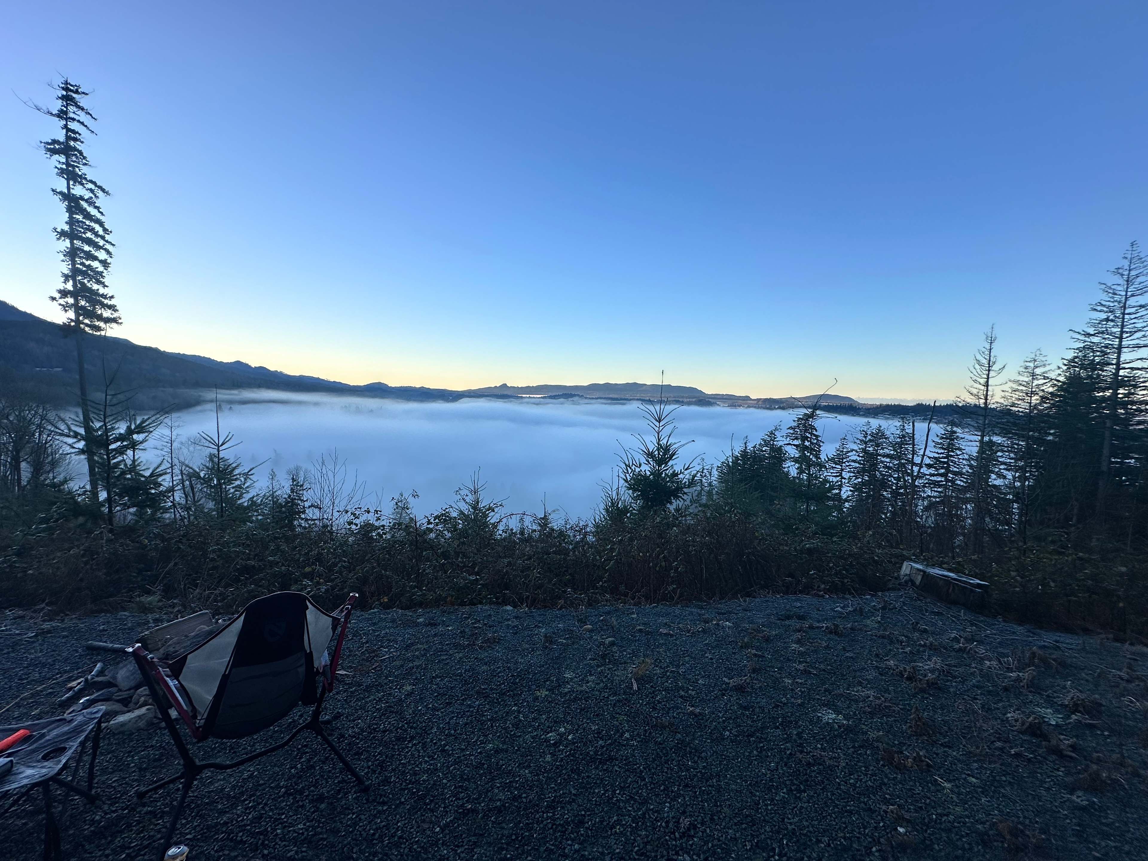 Above the blanket of fog. 
