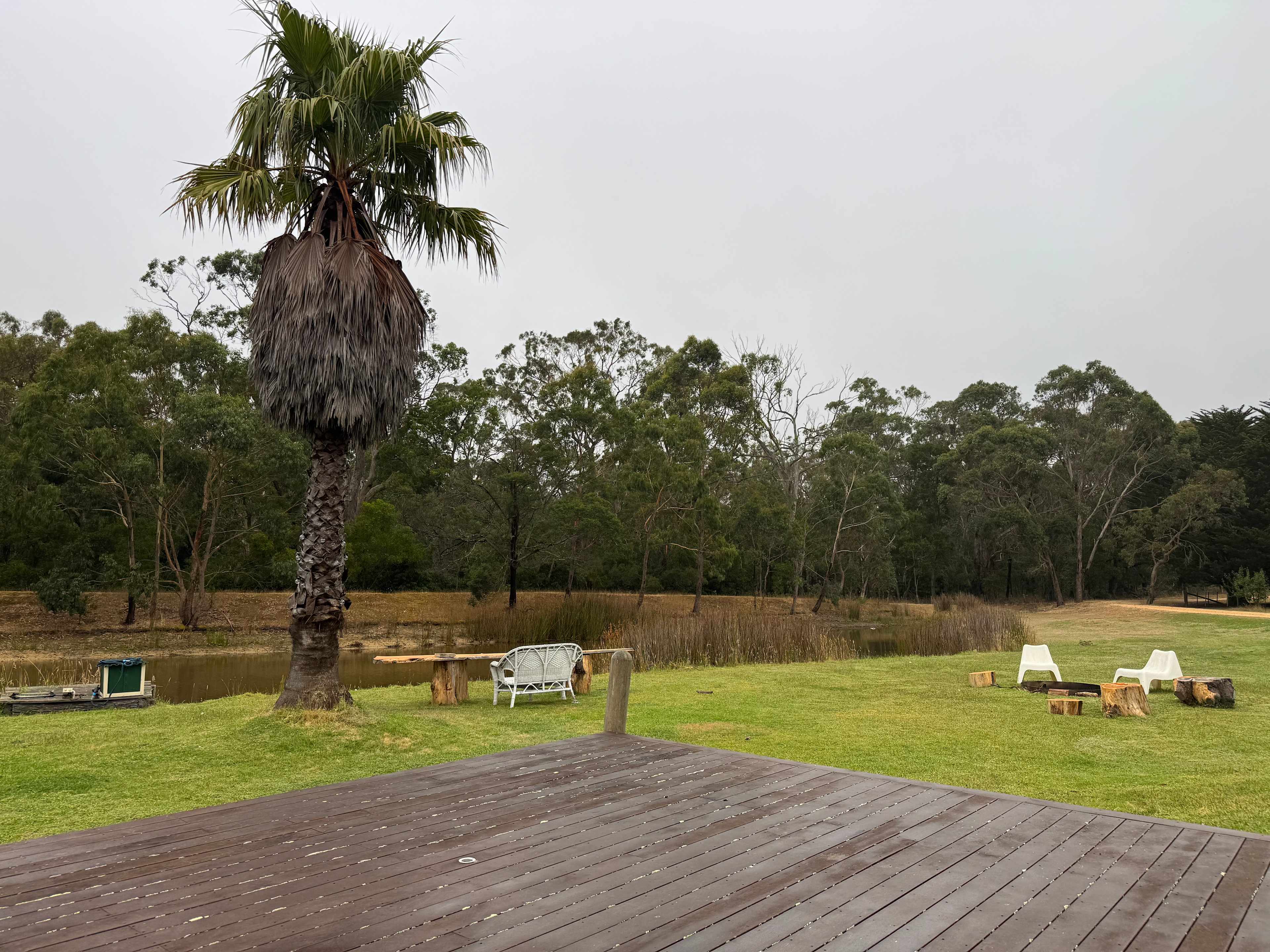 The view from the Lake house deck on our overcast day