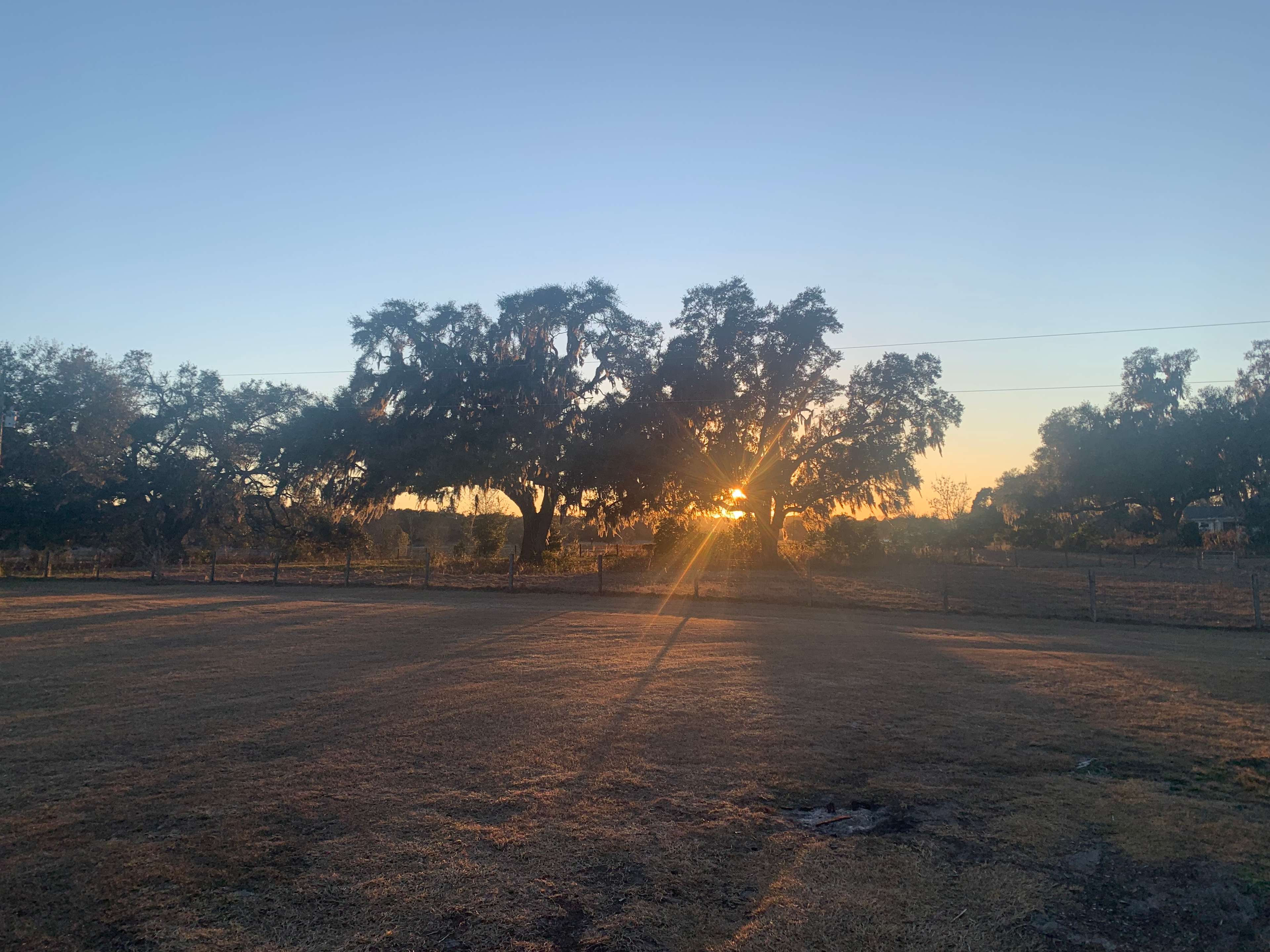 Sunset view from front of our RV