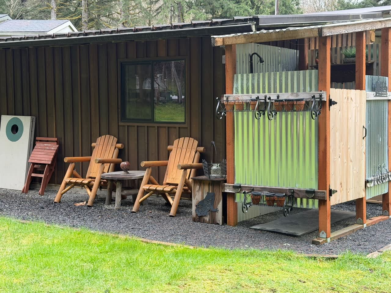 Back porch and shower area