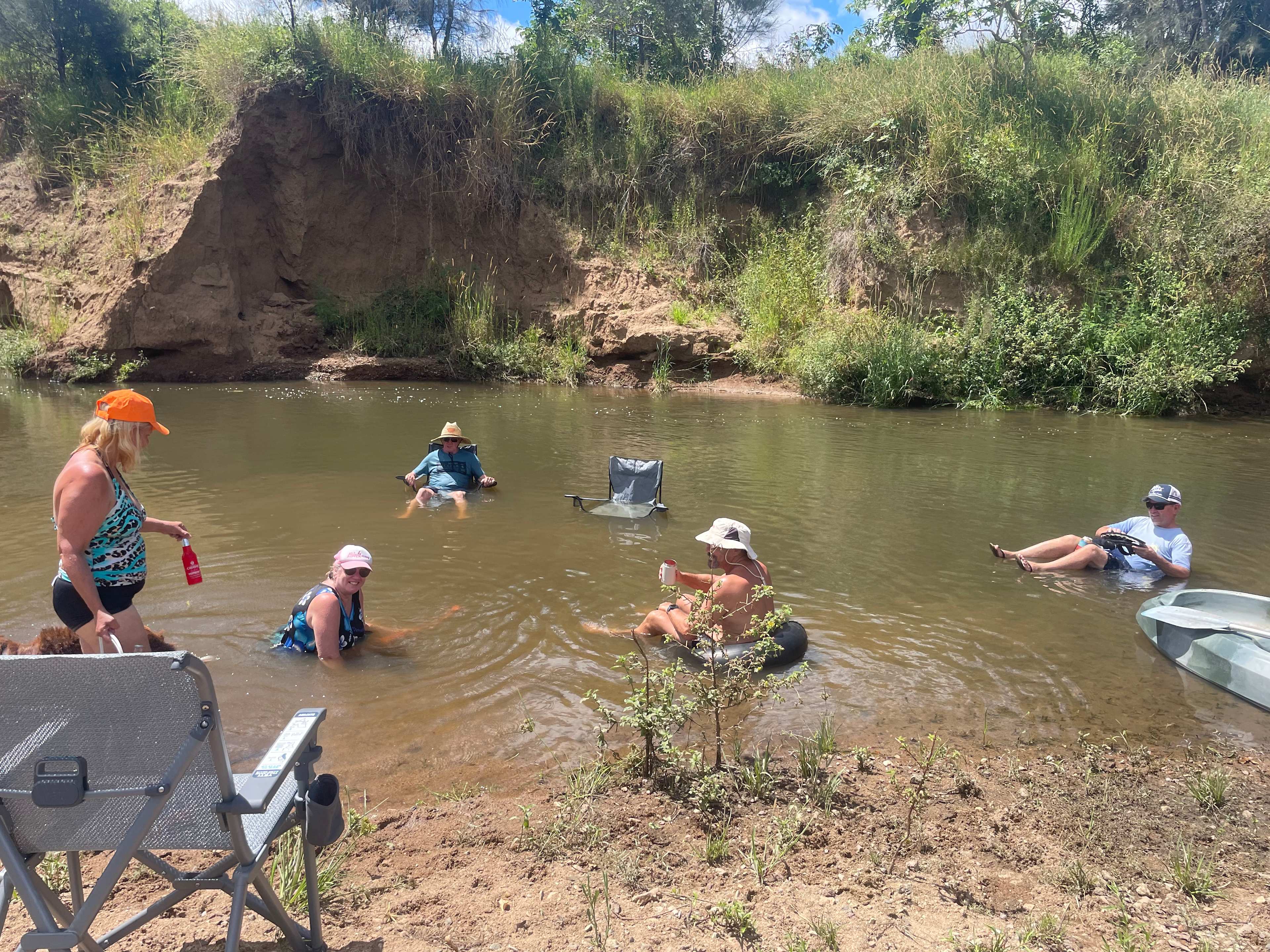 The sandy river bed right at our site