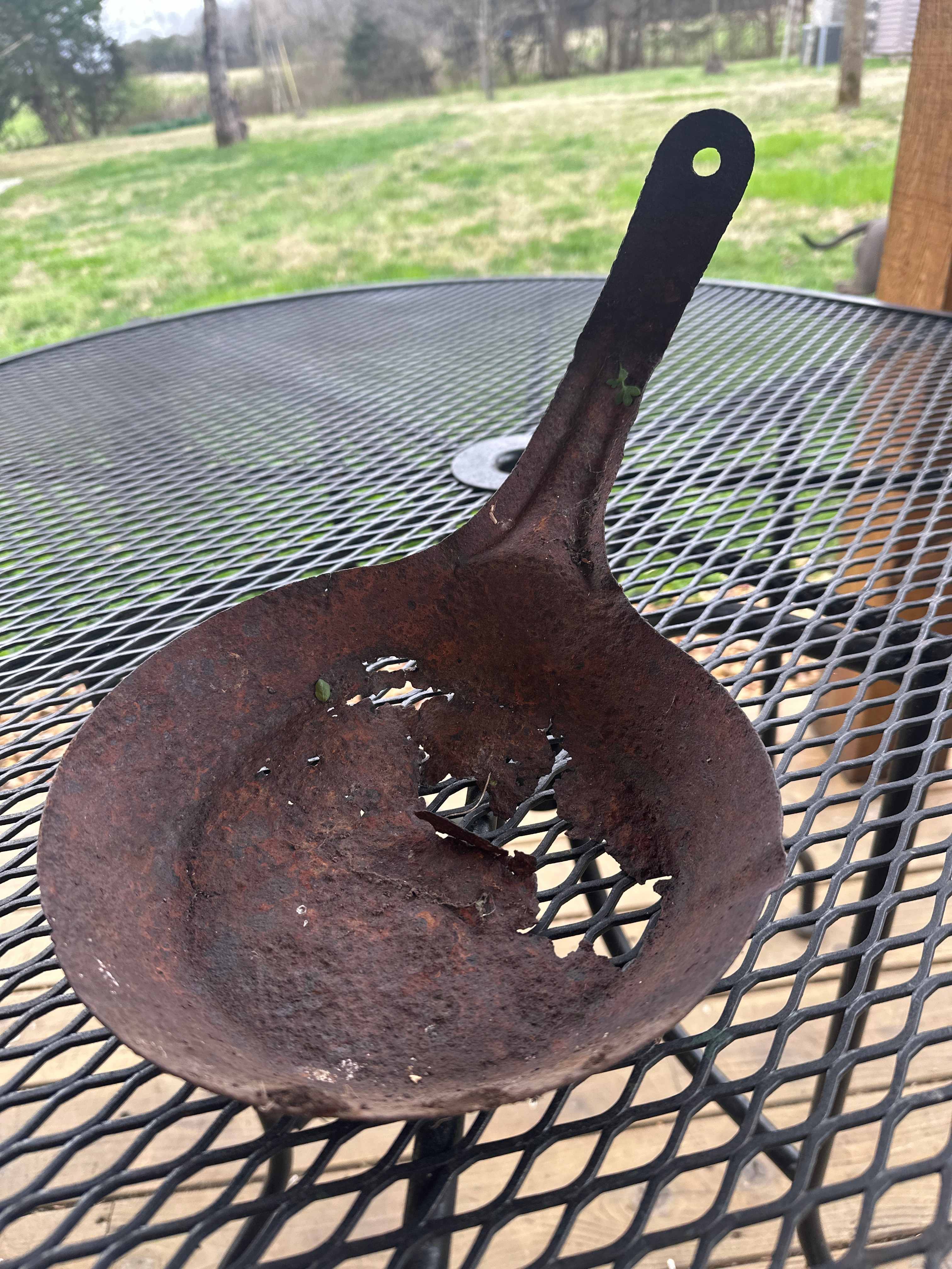 An old pan we found in the woods close by. Pretty cool. 