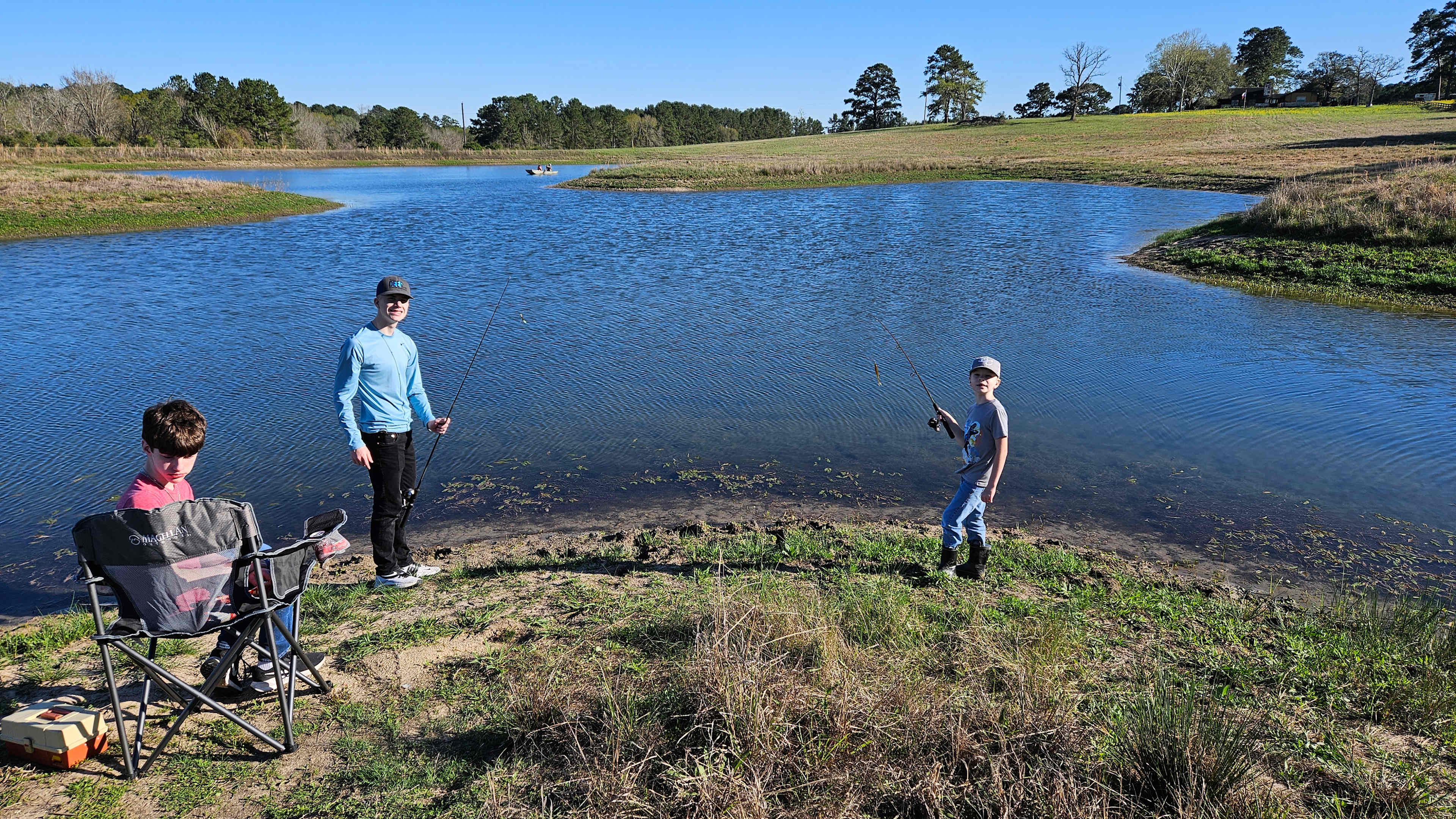 Boys Fishing at the Pond