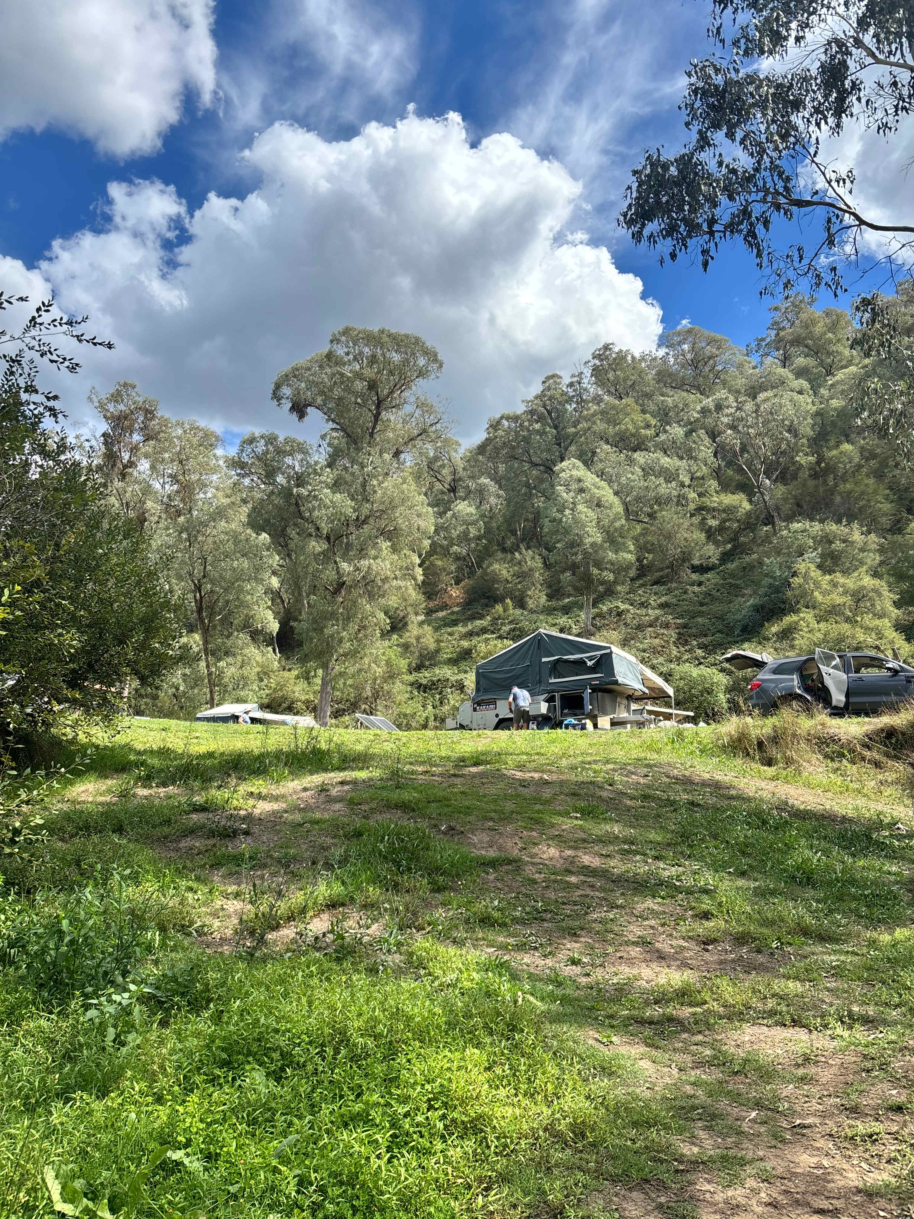 Looking back to camp from river bank