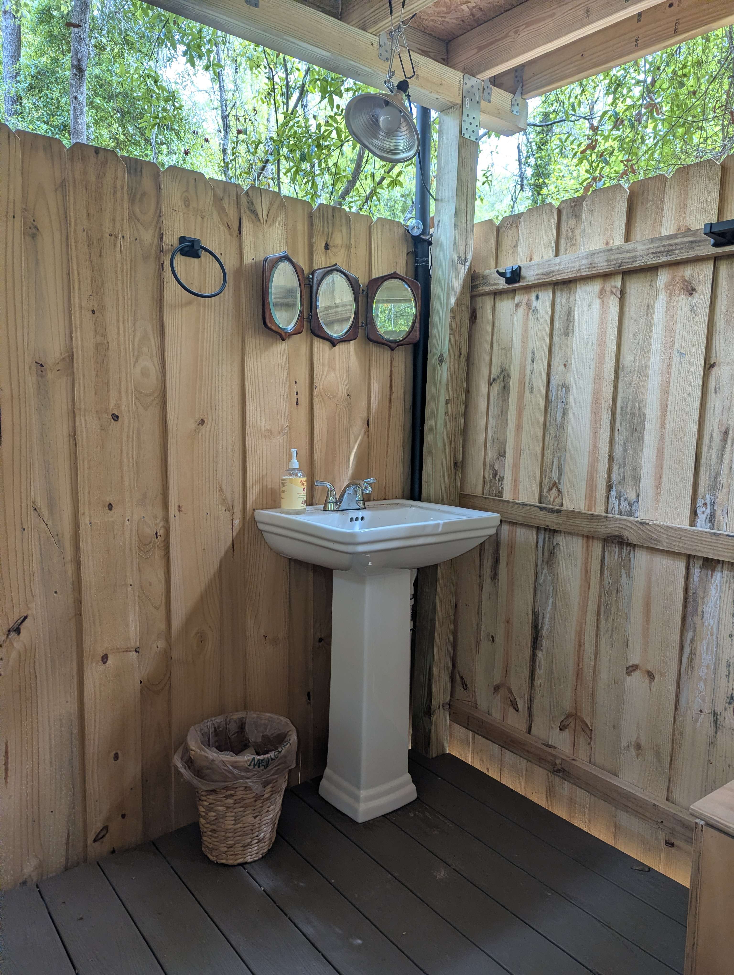 Very clean open air restroom