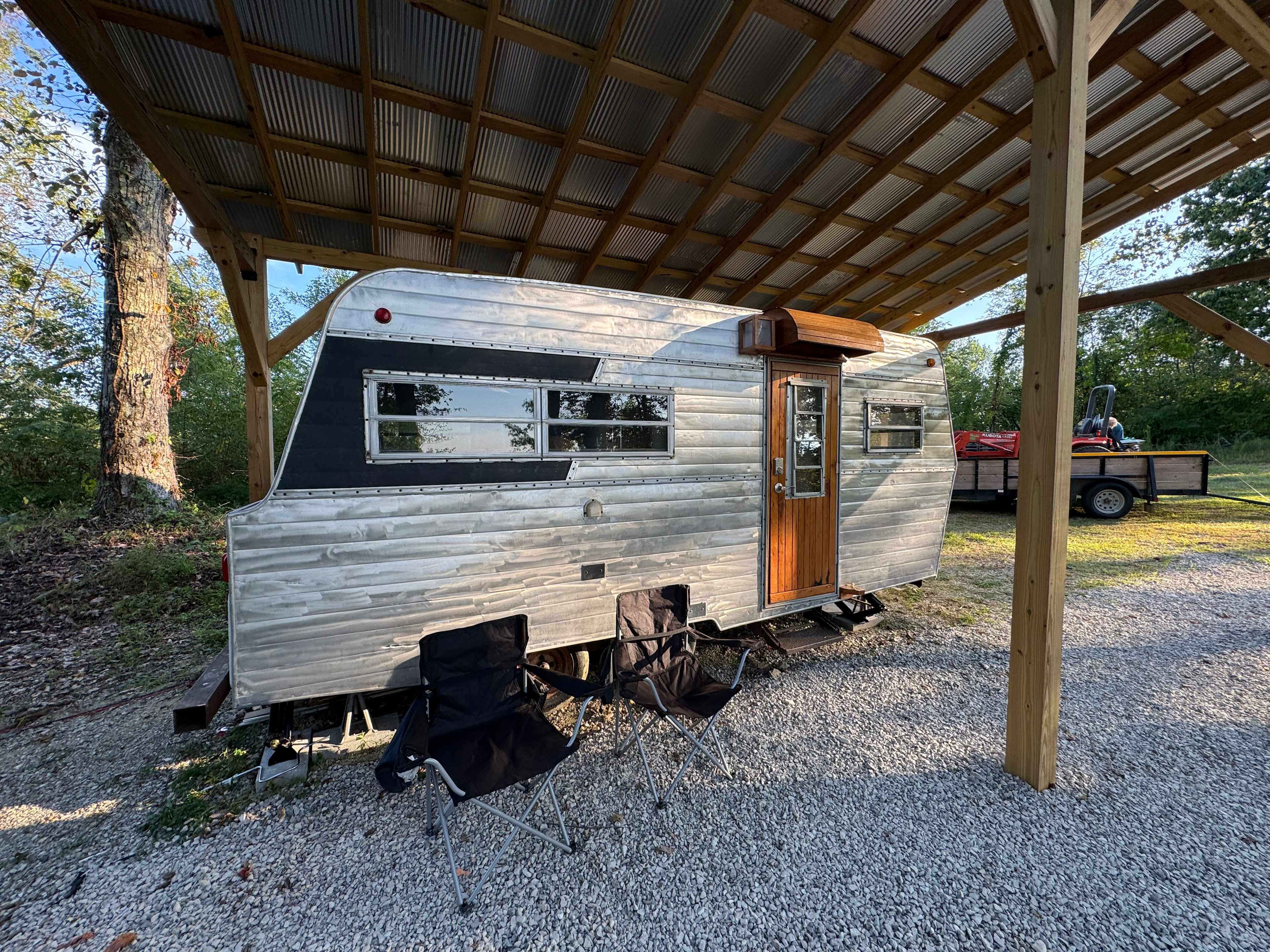 The Joey: Retro 70s Camper Getaway - Hipcamp in Campton, Kentucky