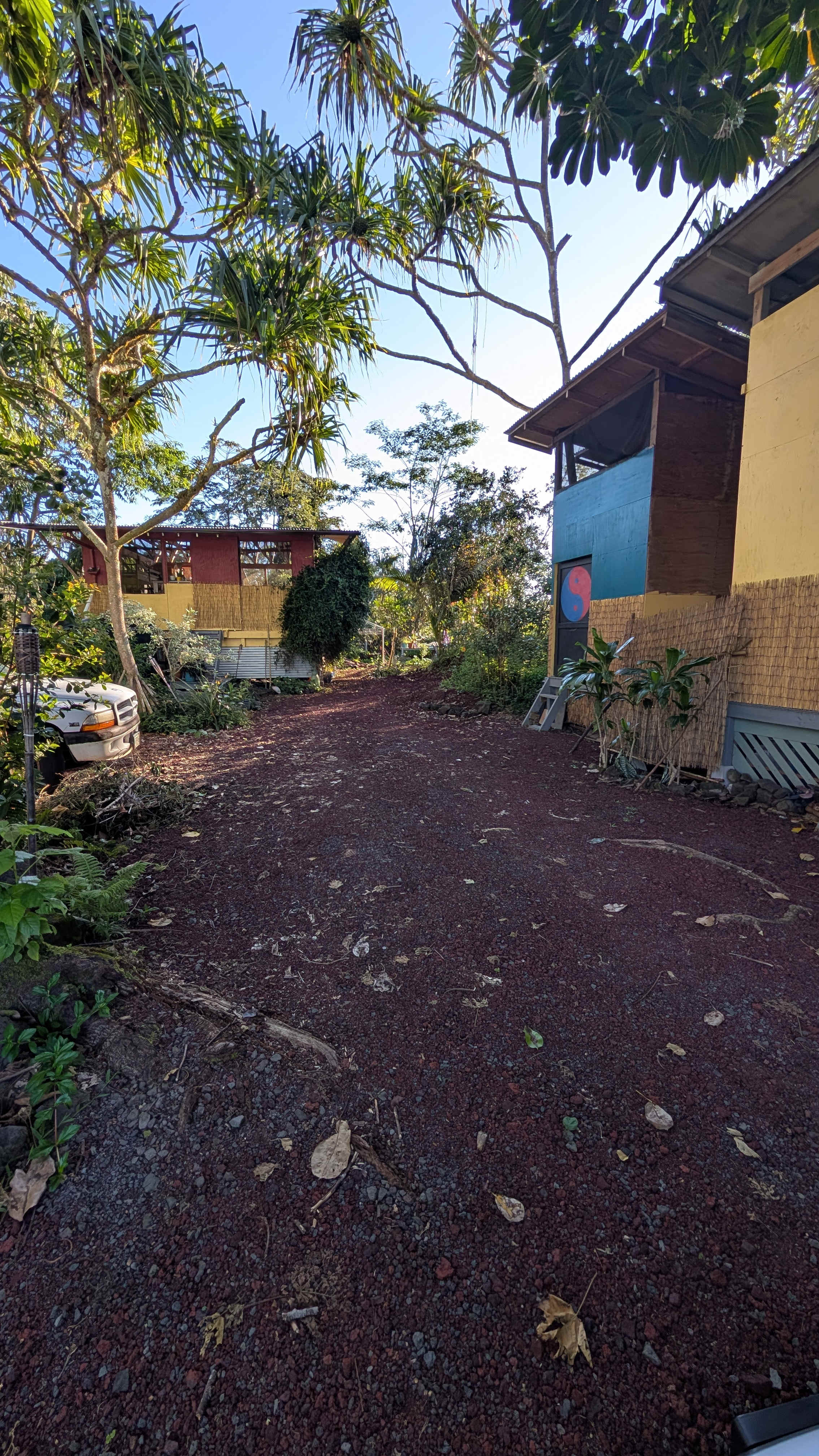 The view upon entering the property from the street. 