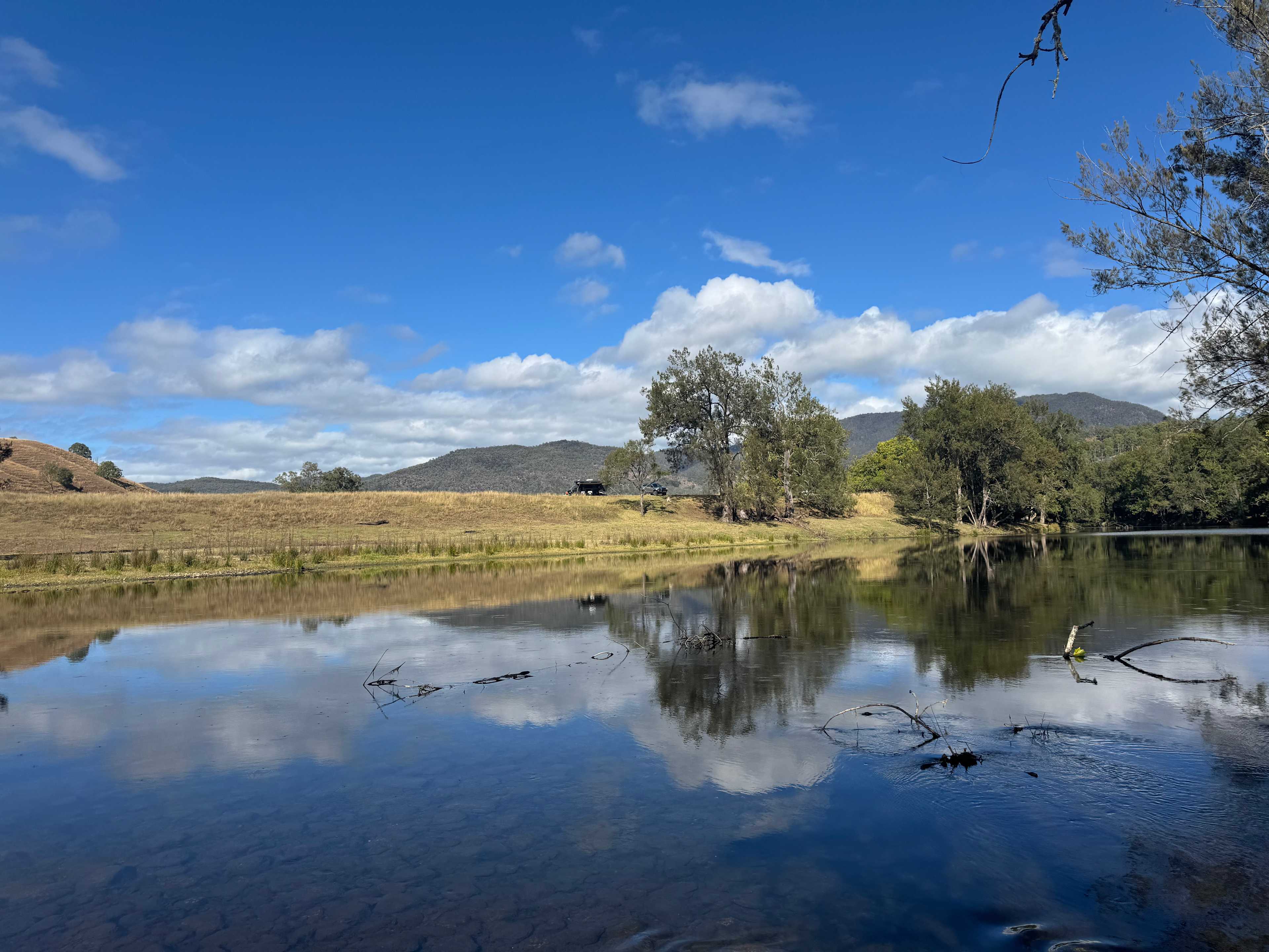 Looking back to our camp from across the river 