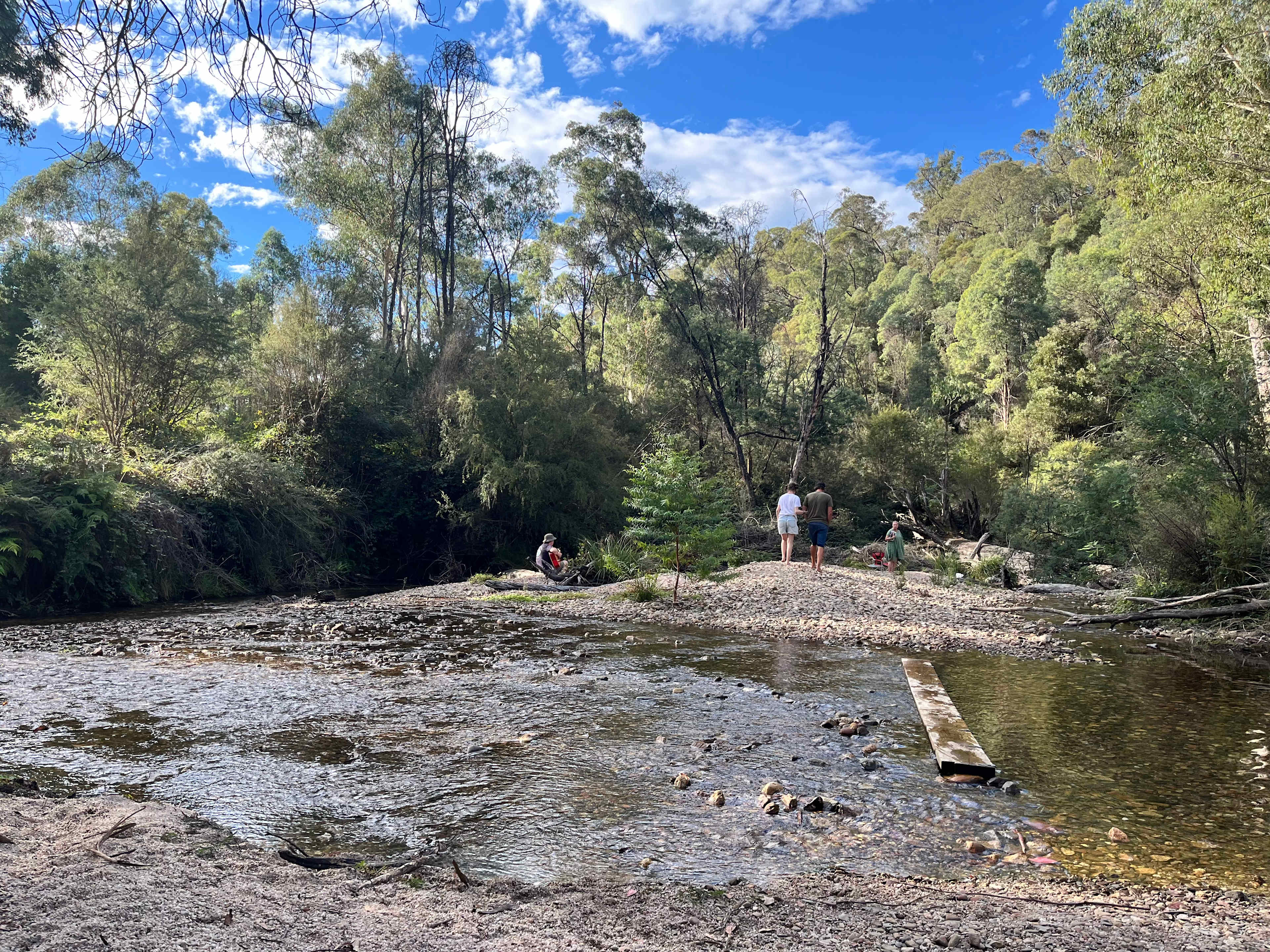 Private beach/stream.