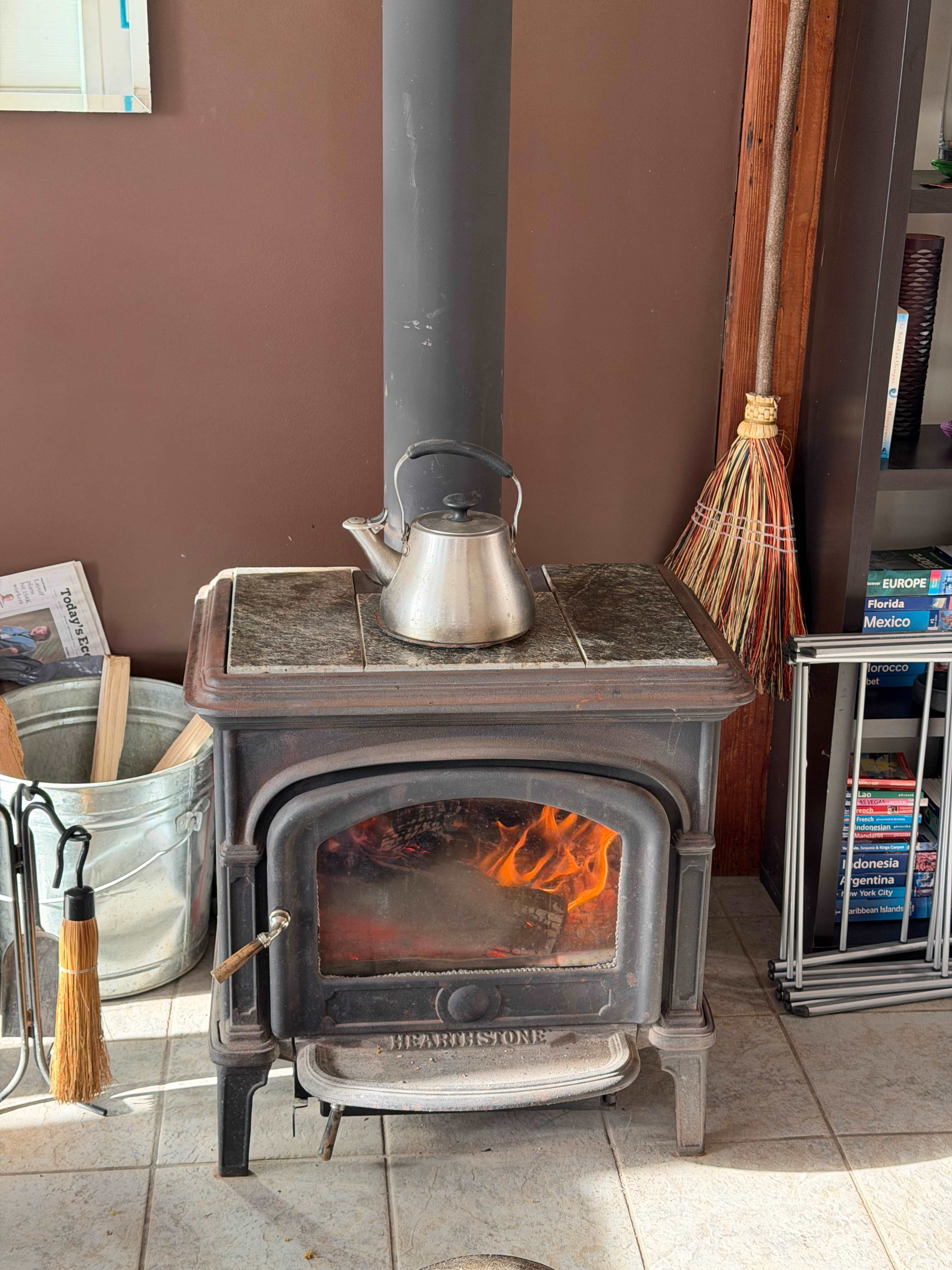 Nothing beats a good wood stove on a windy coast. 