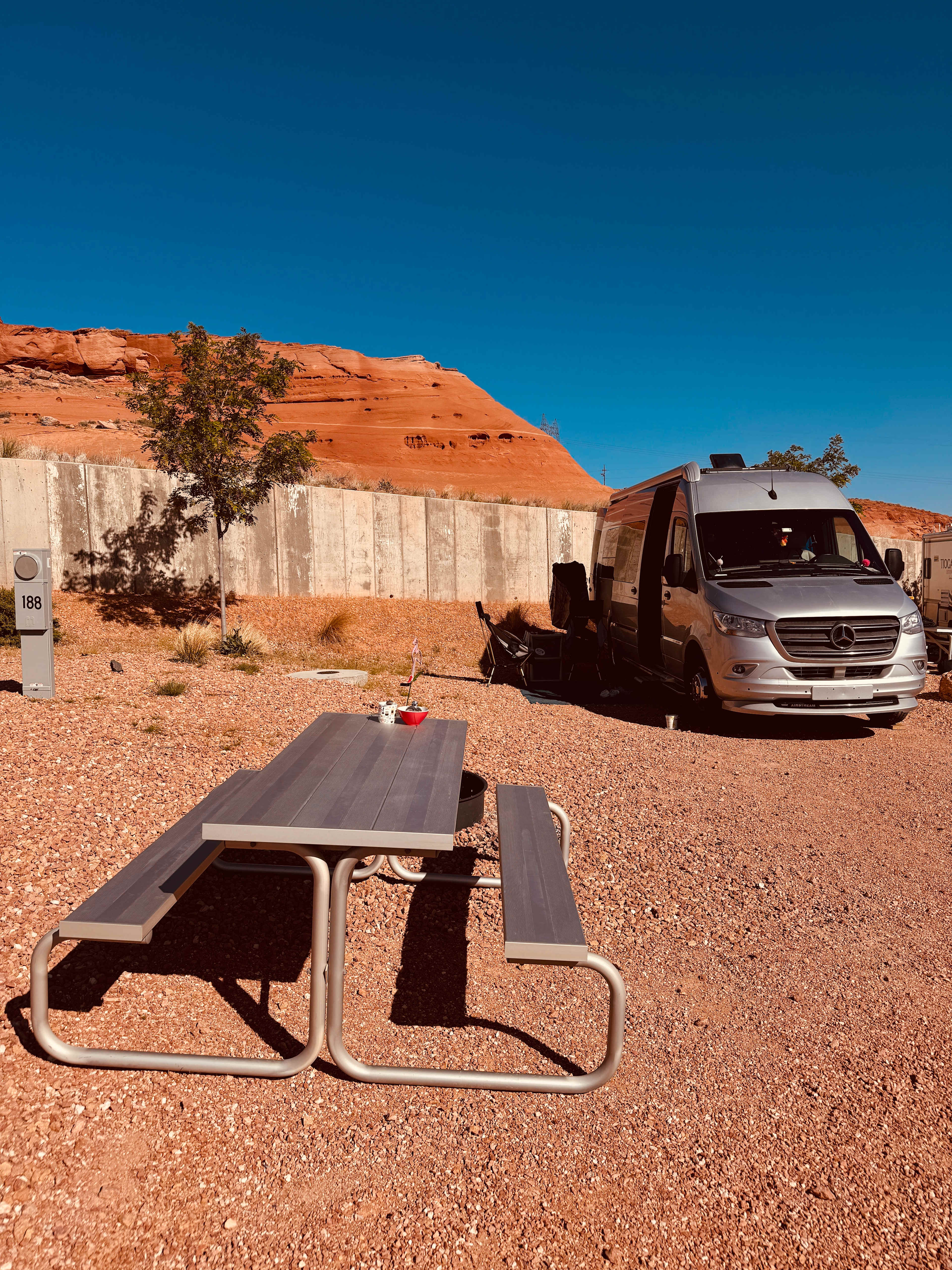 Our back in campsite easily fit our Sprinter EXT (24 ft)