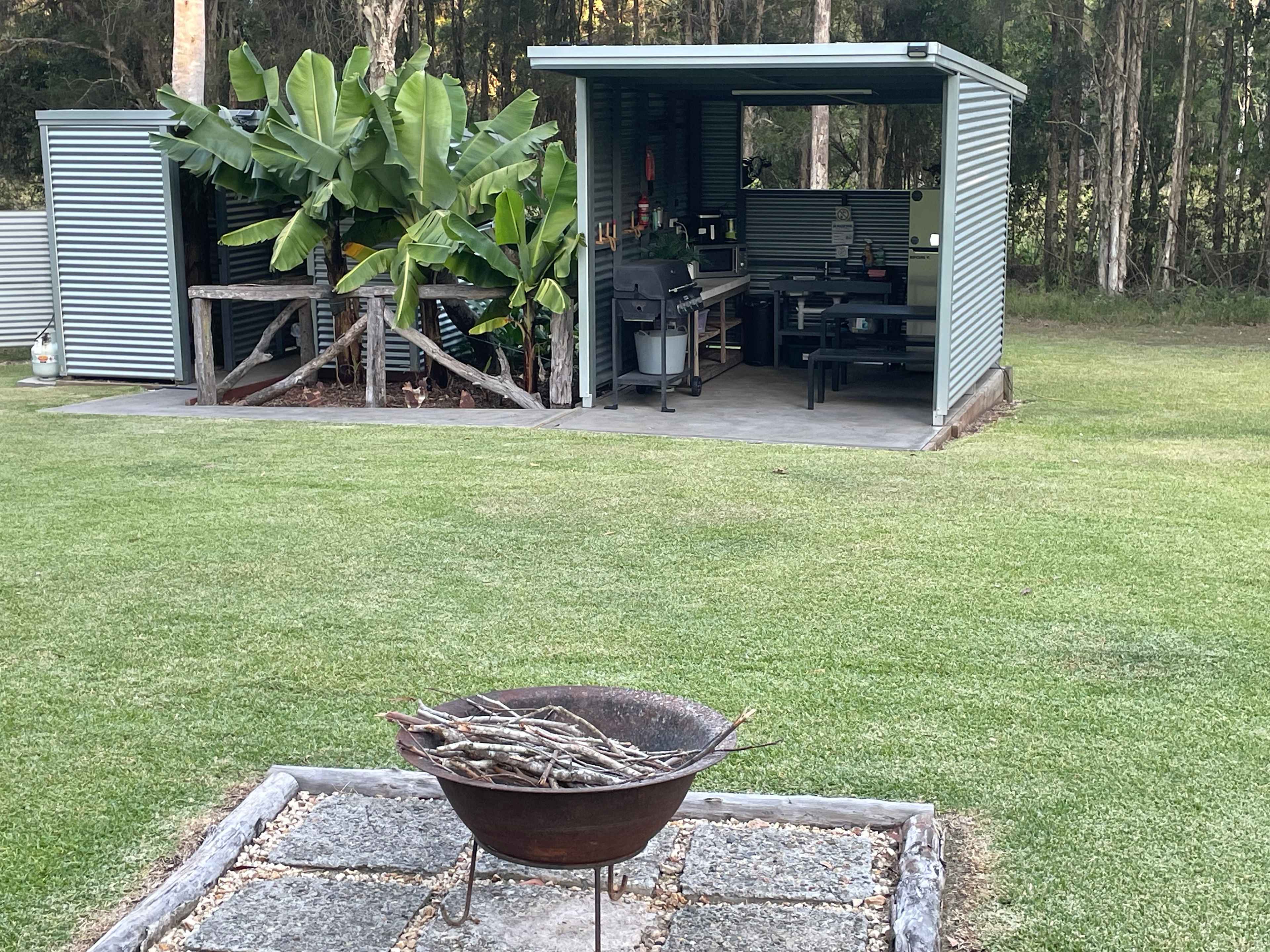 fire pit & kitchen