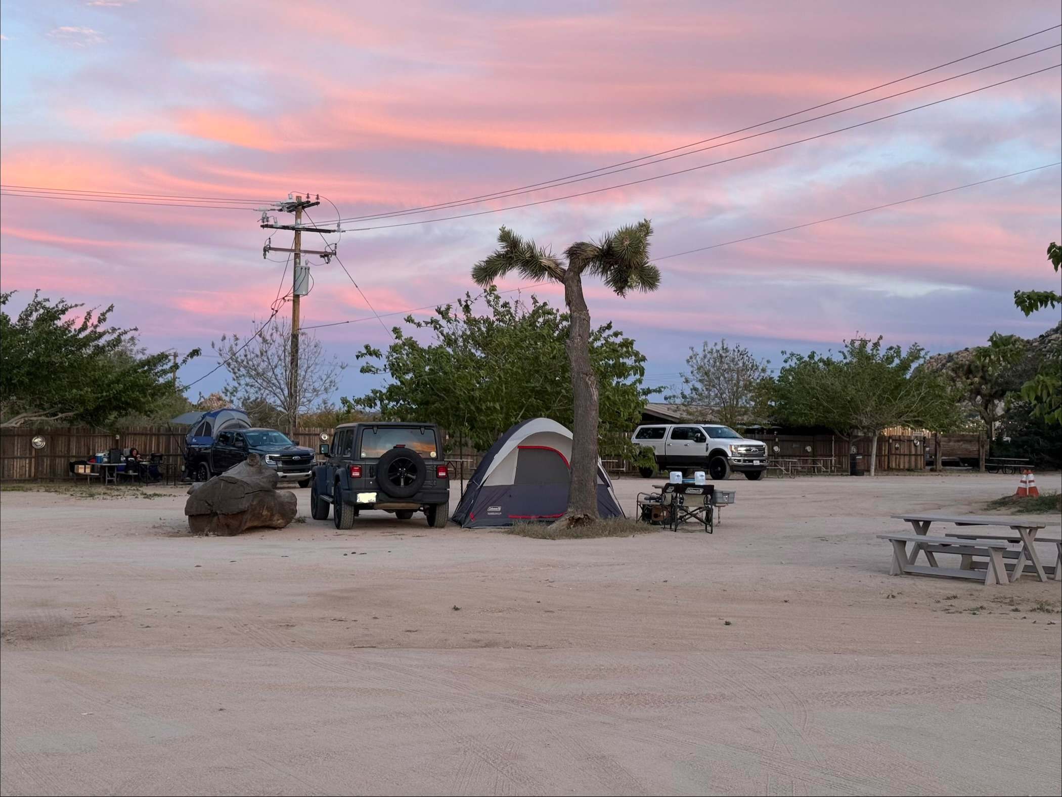 Sun going down at our campsite.