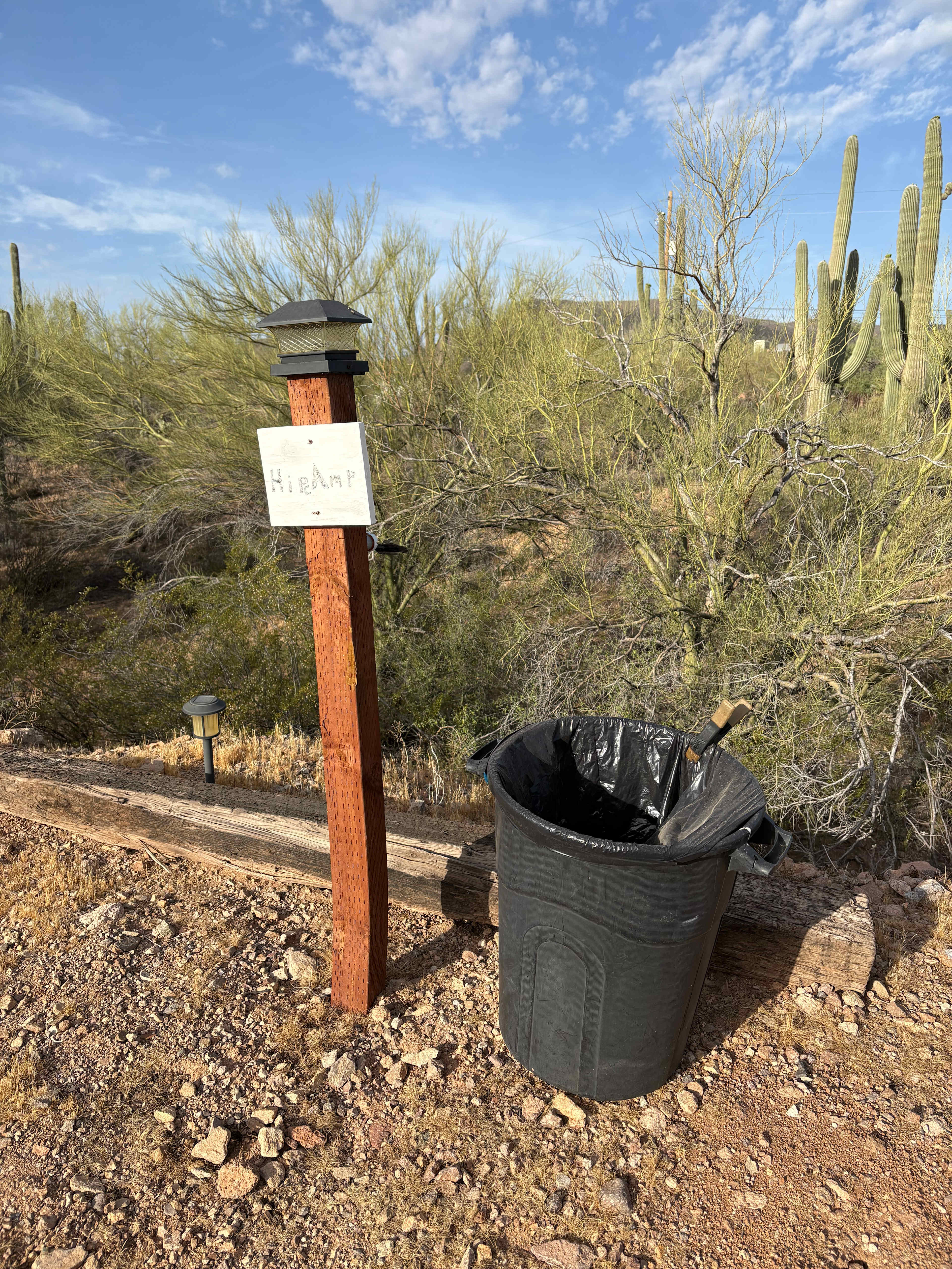 Has lights and a sign to help you identify the site at night 
