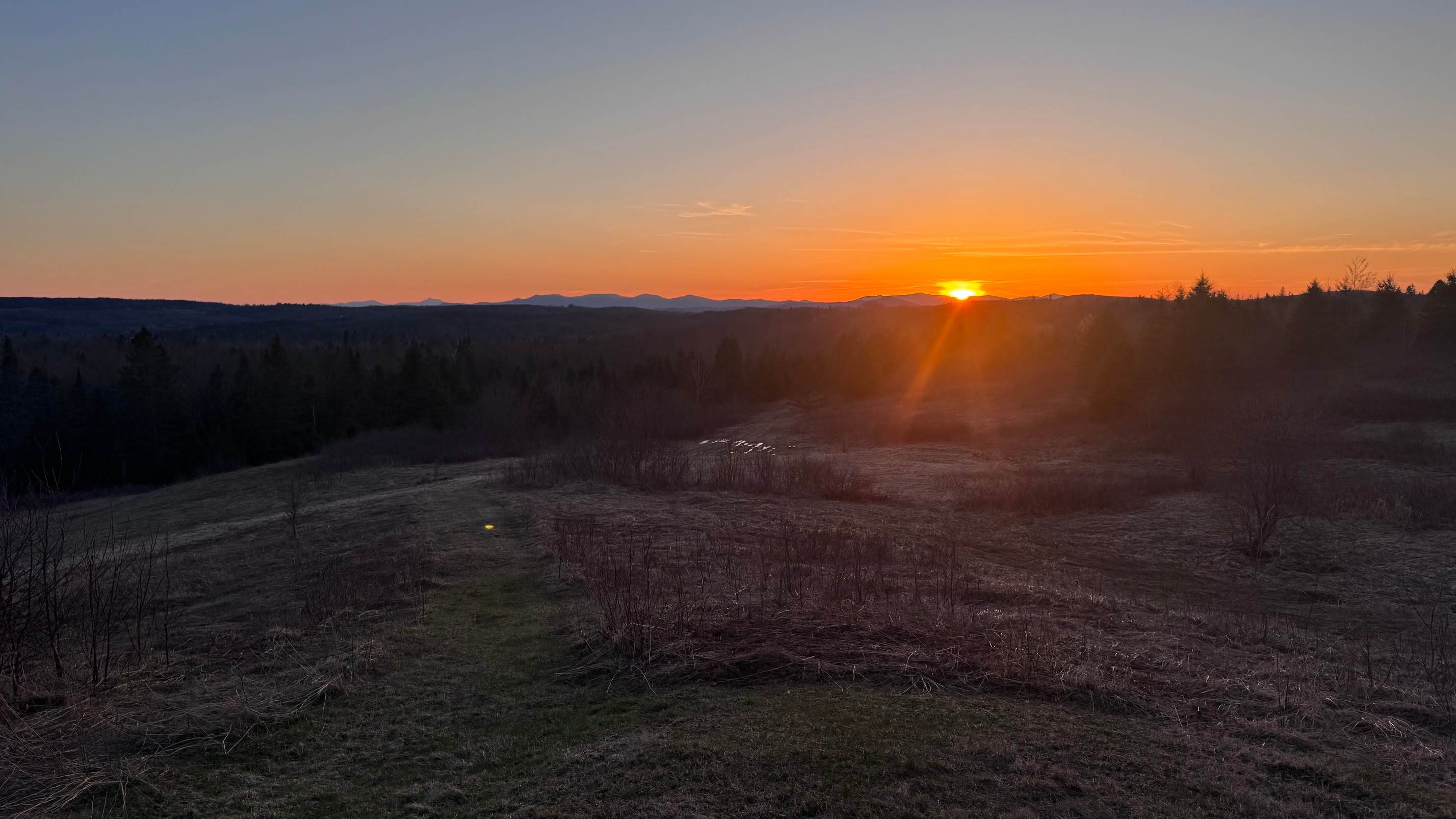 sunset over the Green Mountains