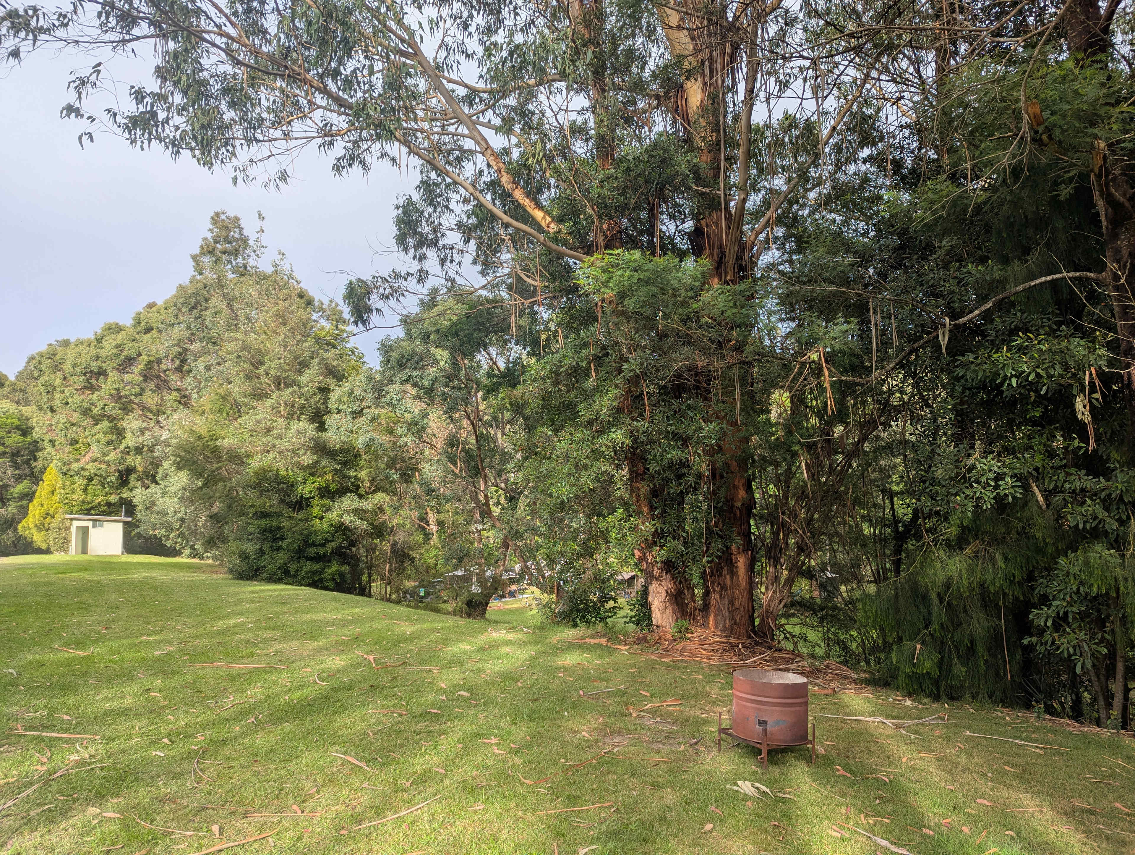 Toilet block to the left a short walk from sites, fire drums and firewood available from the amazing host